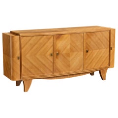 Armadio di design francese, sicomoro, ottone, Francia, 1950