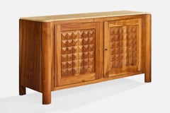 Cabinet de designer français, noyer, marbre, laiton, France, années 1940