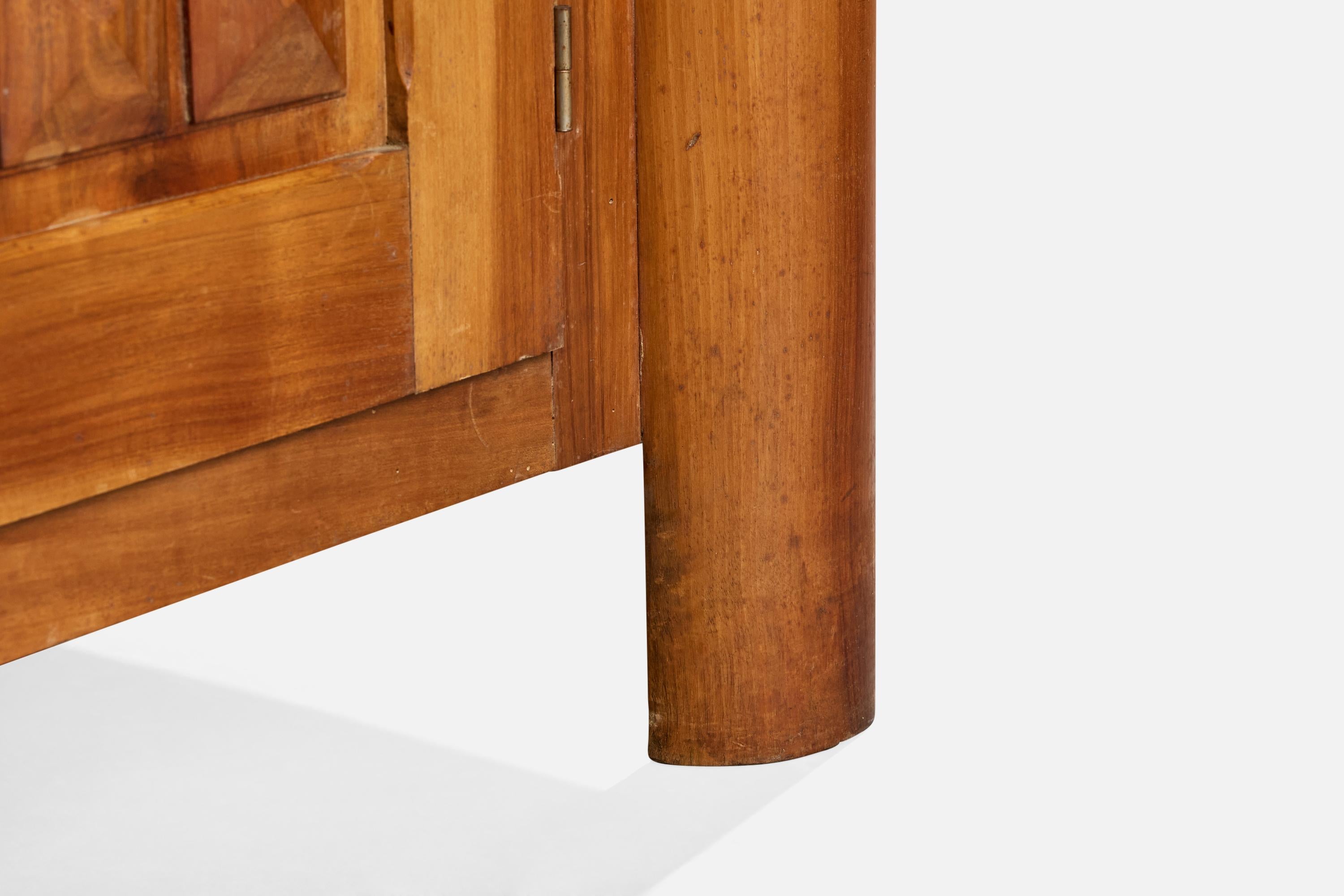 Mobile di design francese, noce, marmo, ottone, Francia, anni '40 in vendita 2