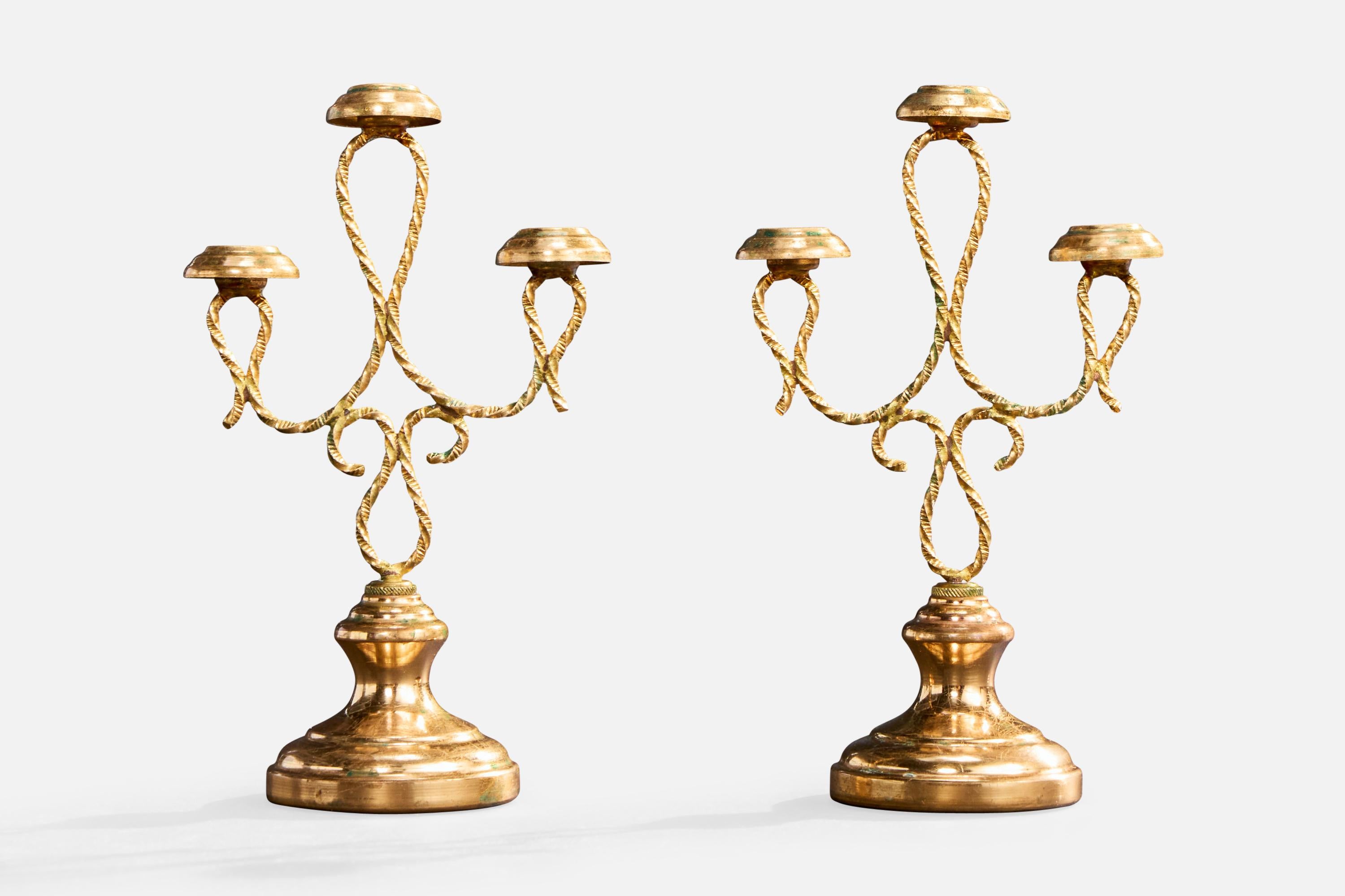 Mid-Century moderno Candelabri di design francese, ottone, Francia, anni '60 in vendita