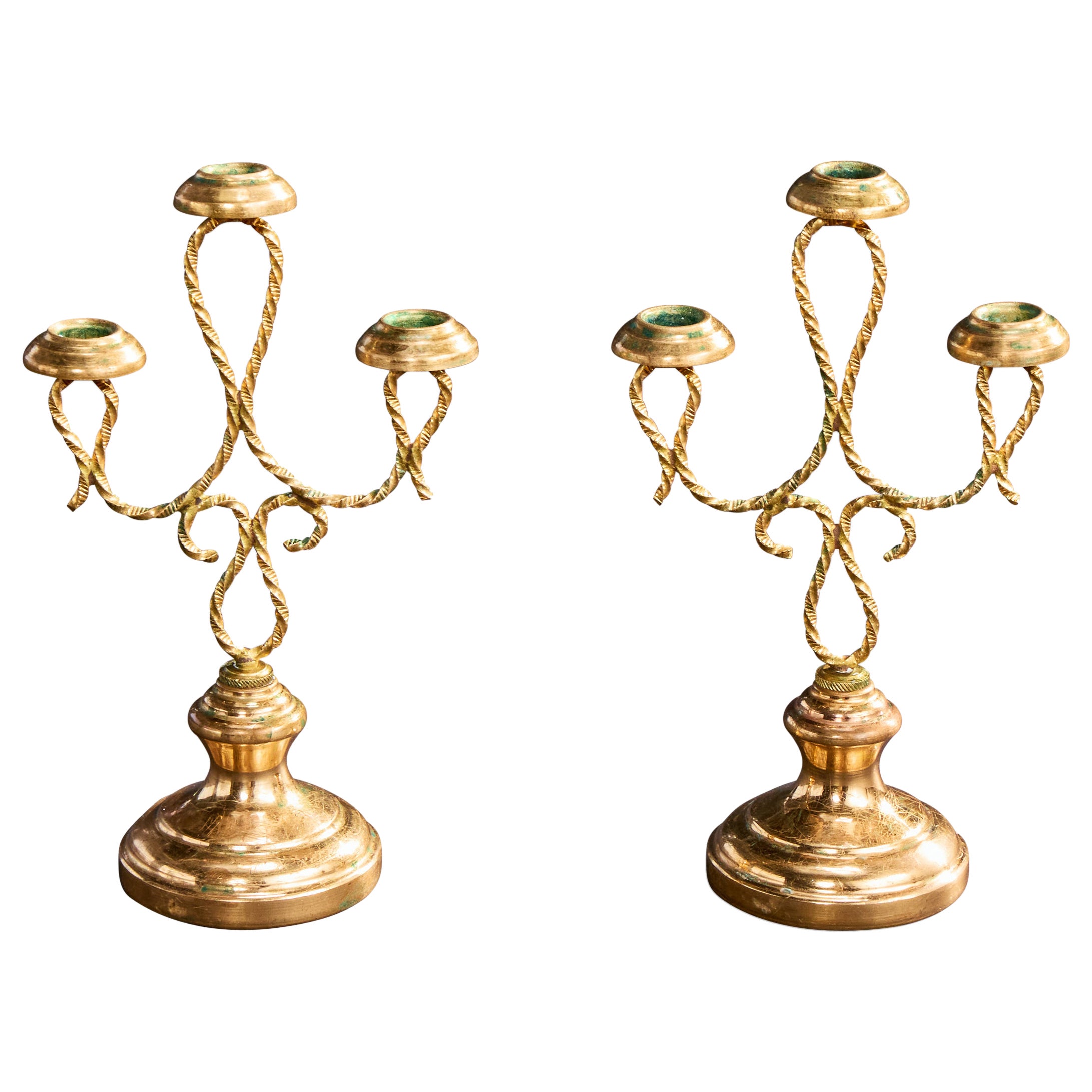 Candelabri di design francese, ottone, Francia, anni '60 in vendita