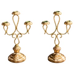Vintage French Designer, Candelabras, Brass, France, 1960s