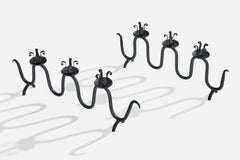 French Designer, Candelabras, Iron, France, 1950s