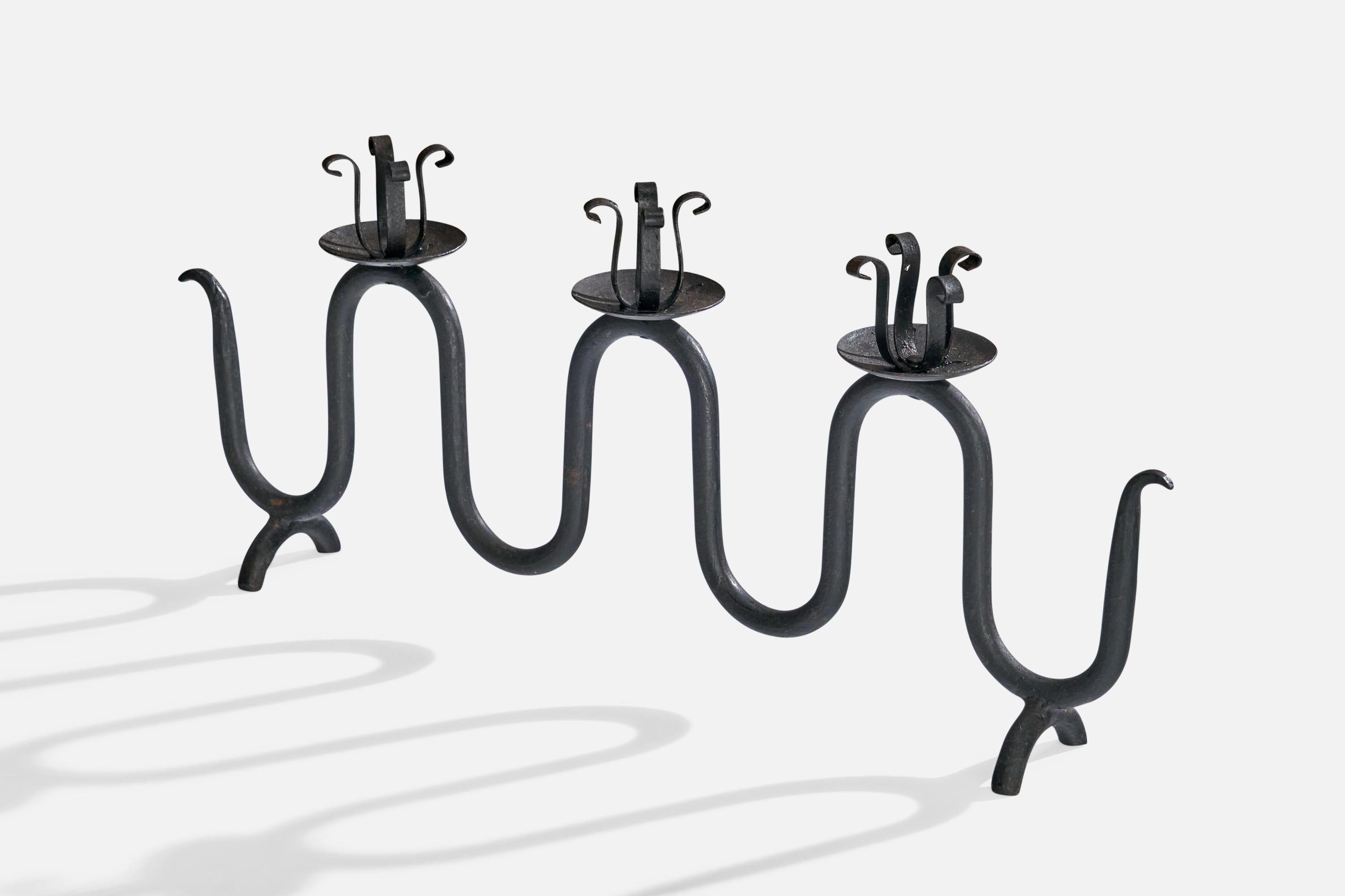 Mid-Century Modern French Designer, Candelabras, Iron, France, 1950s For Sale