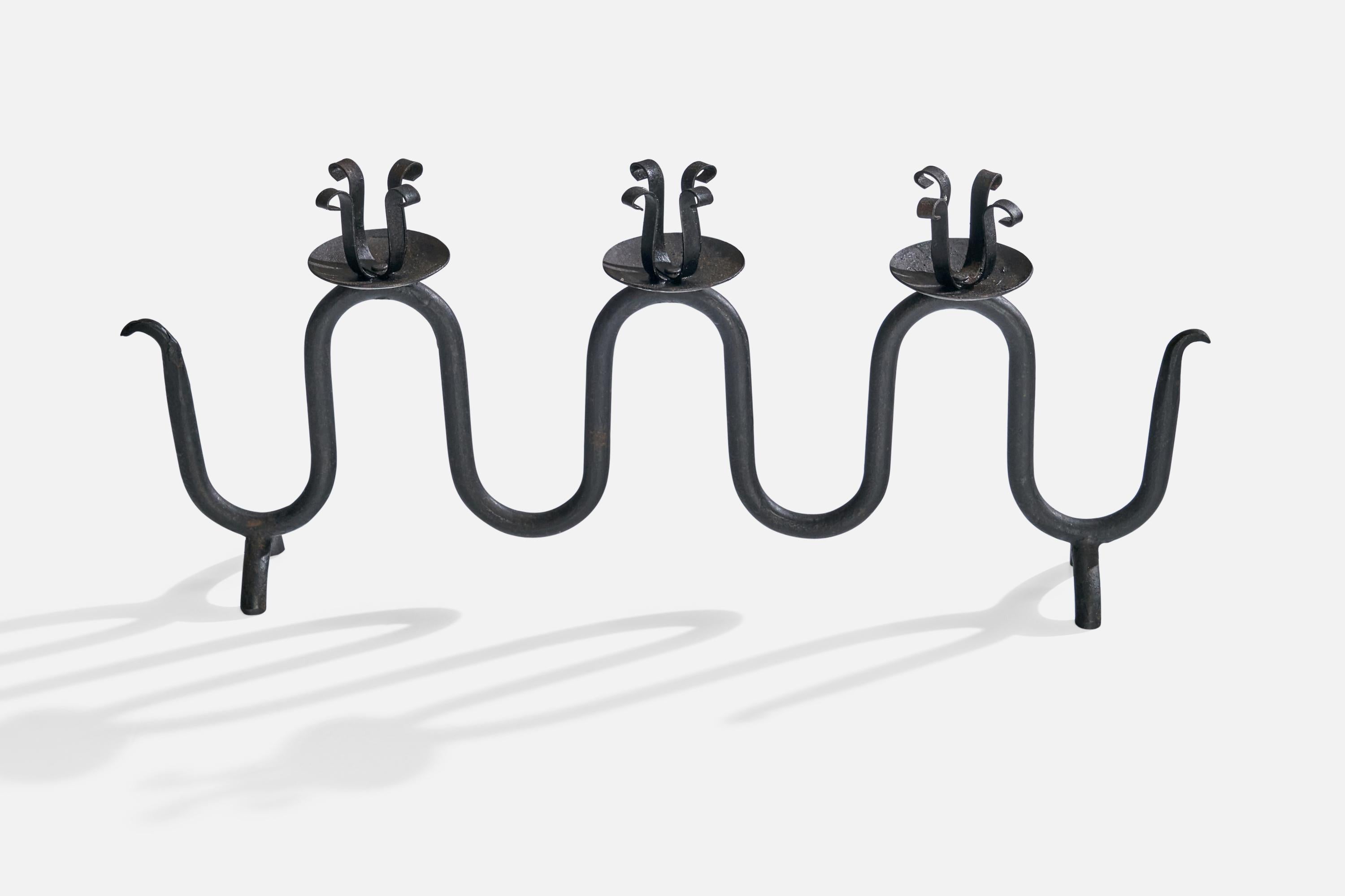 French Designer, Candelabras, Iron, France, 1950s In Good Condition For Sale In High Point, NC