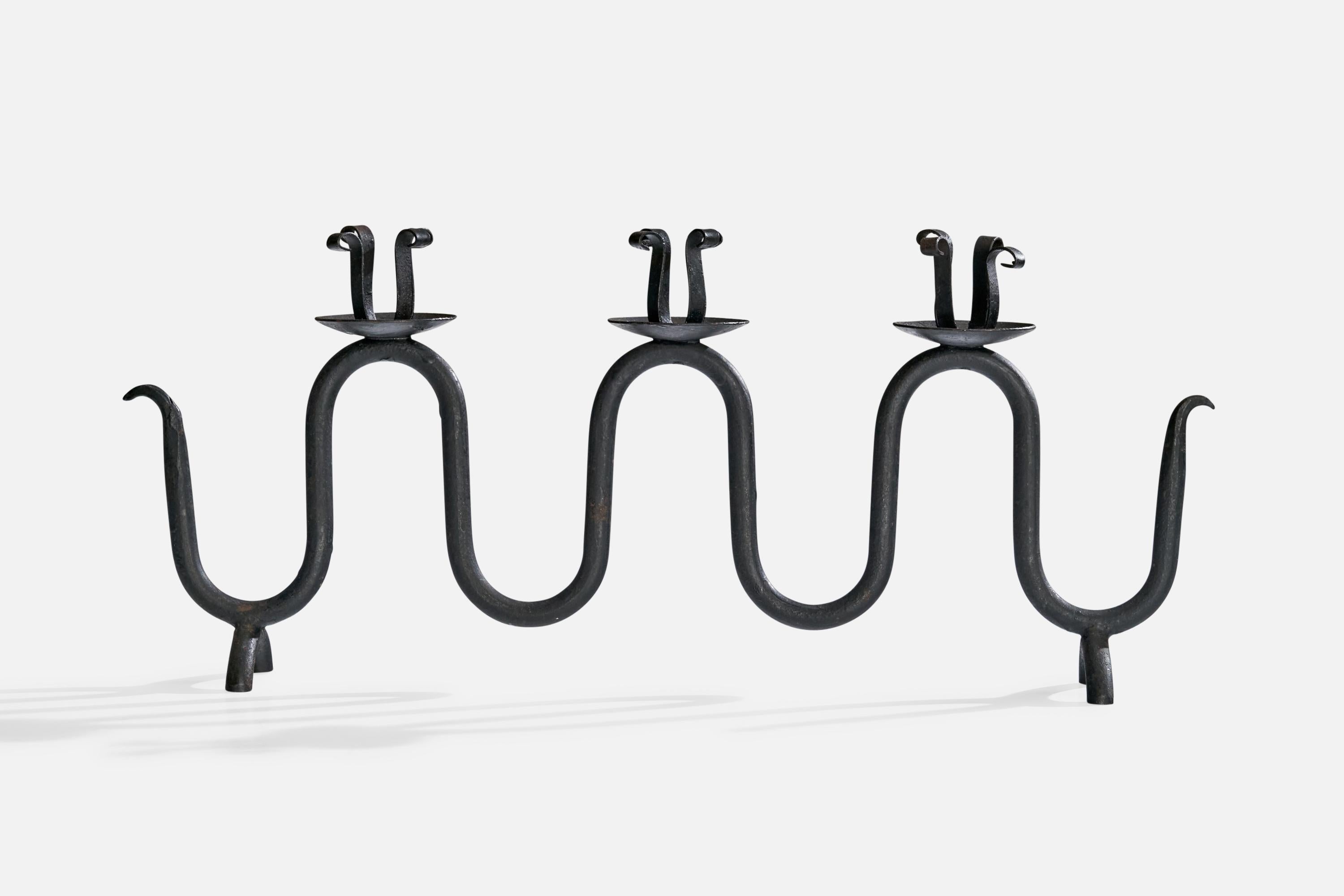 Mid-20th Century French Designer, Candelabras, Iron, France, 1950s For Sale
