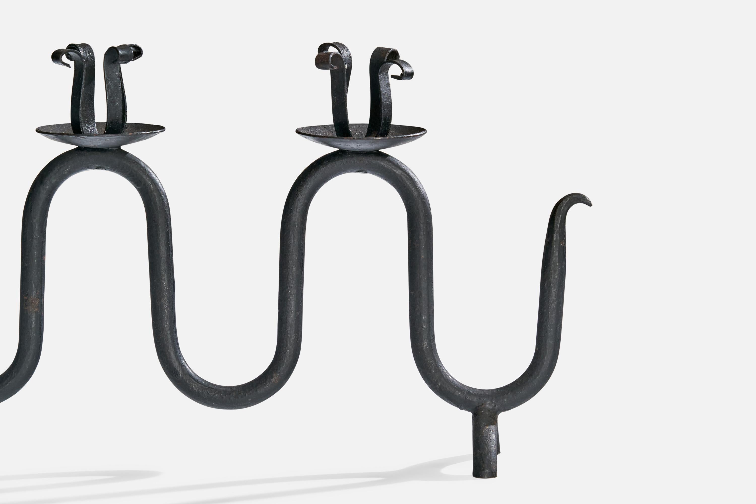 French Designer, Candelabras, Iron, France, 1950s For Sale 1