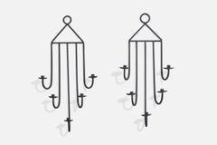 French Designer, Candle Sconces, Iron, France, 1960s