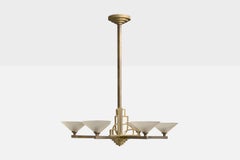Designer francese, lampadario, ottone, vetro, Francia, anni '1930