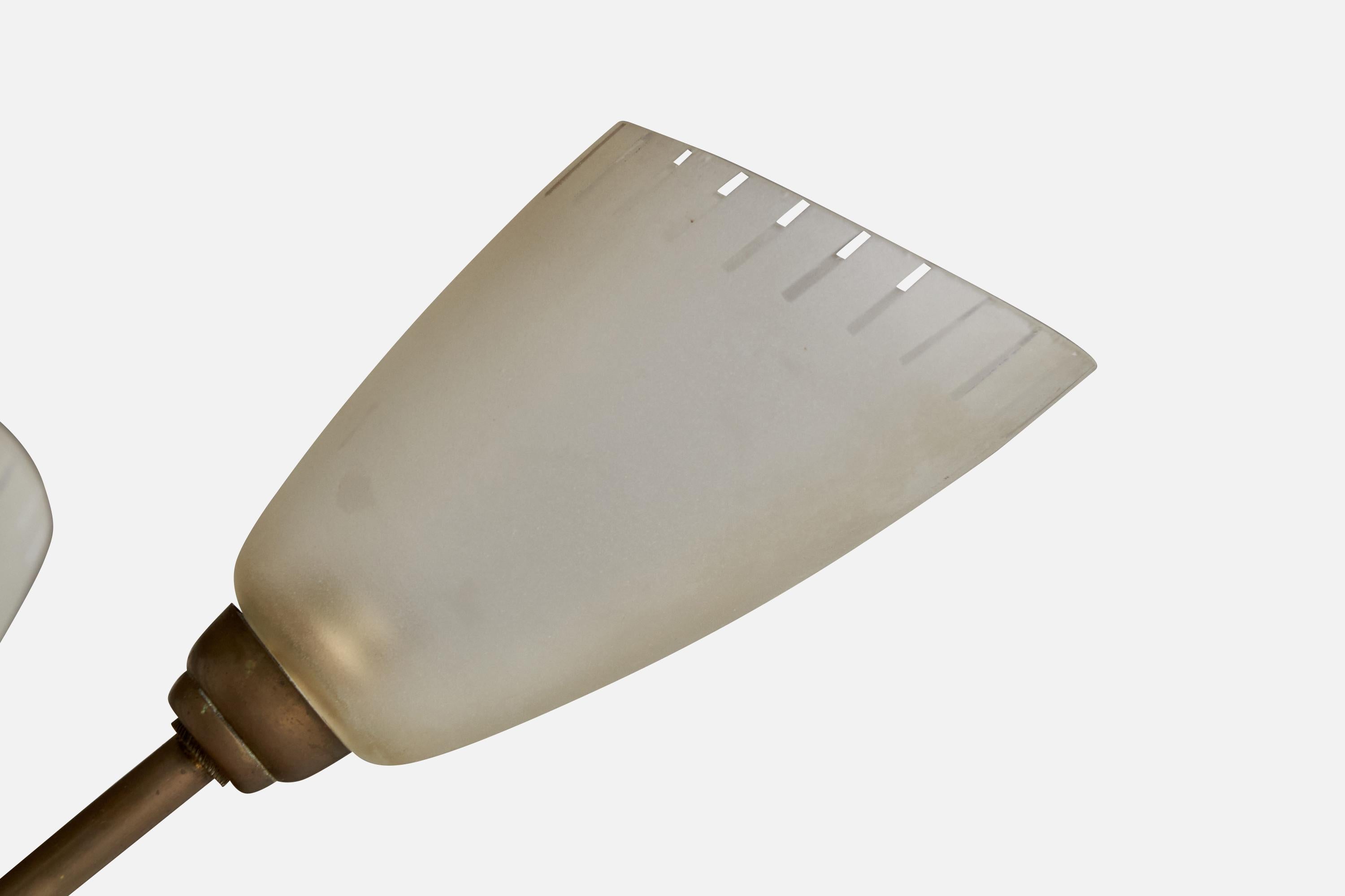 Designer francese, lampadario, ottone, vetro, Francia, anni '1950 in vendita 1