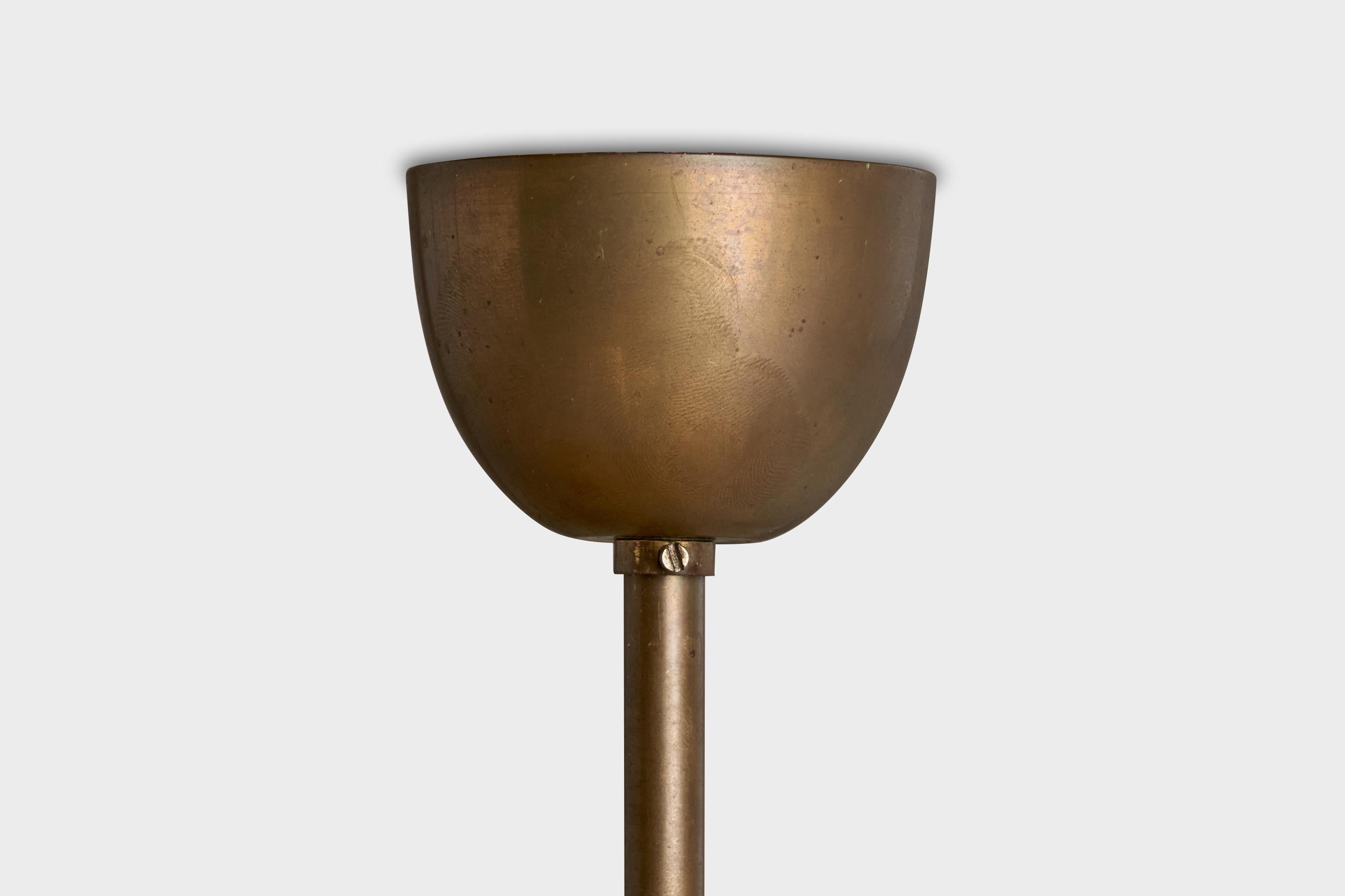 Designer francese, lampadario, ottone, vetro, Francia, anni '1950 in vendita 2