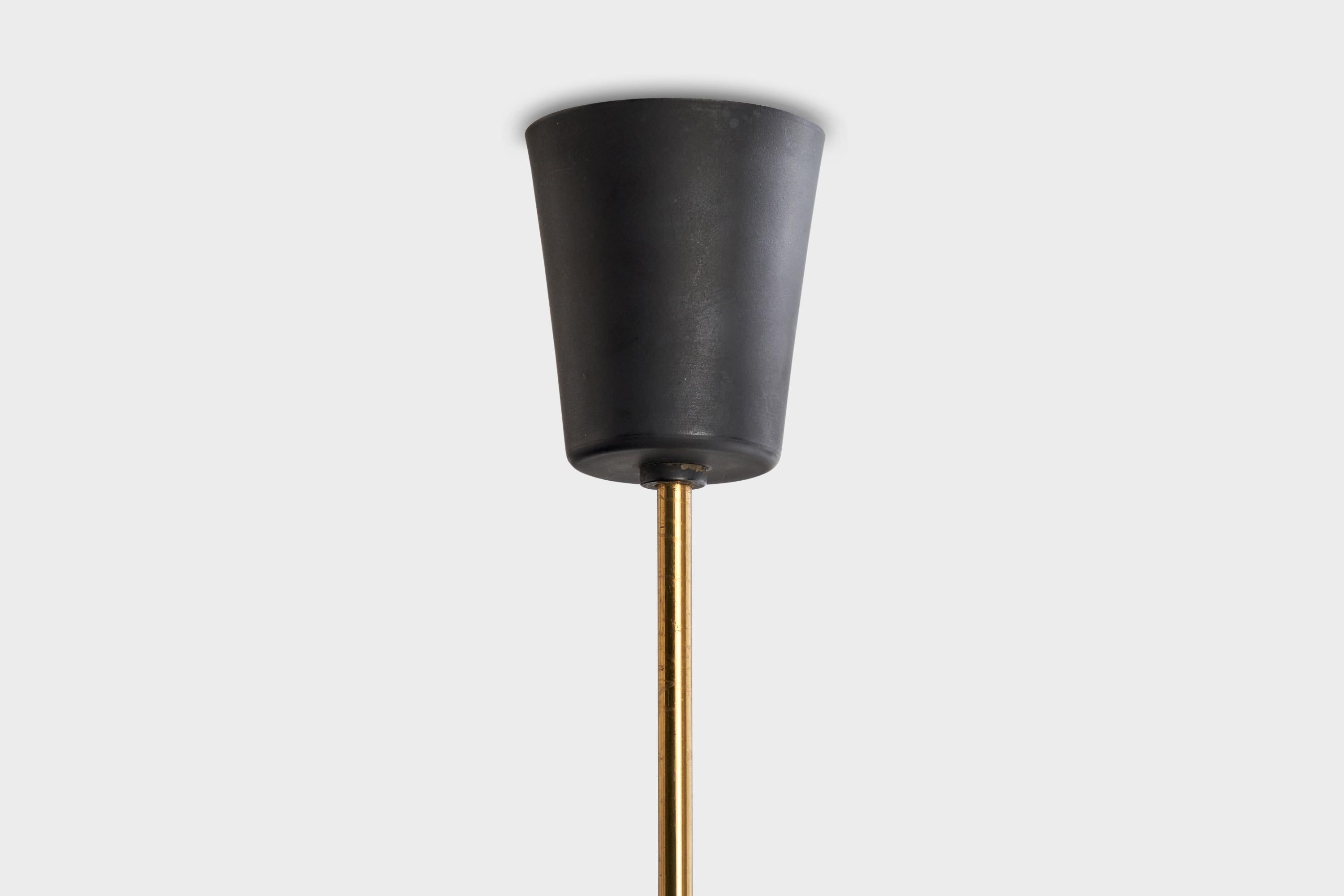 Lampadario di design francese, ottone, metallo, vetro, Francia, anni '50 in vendita 4