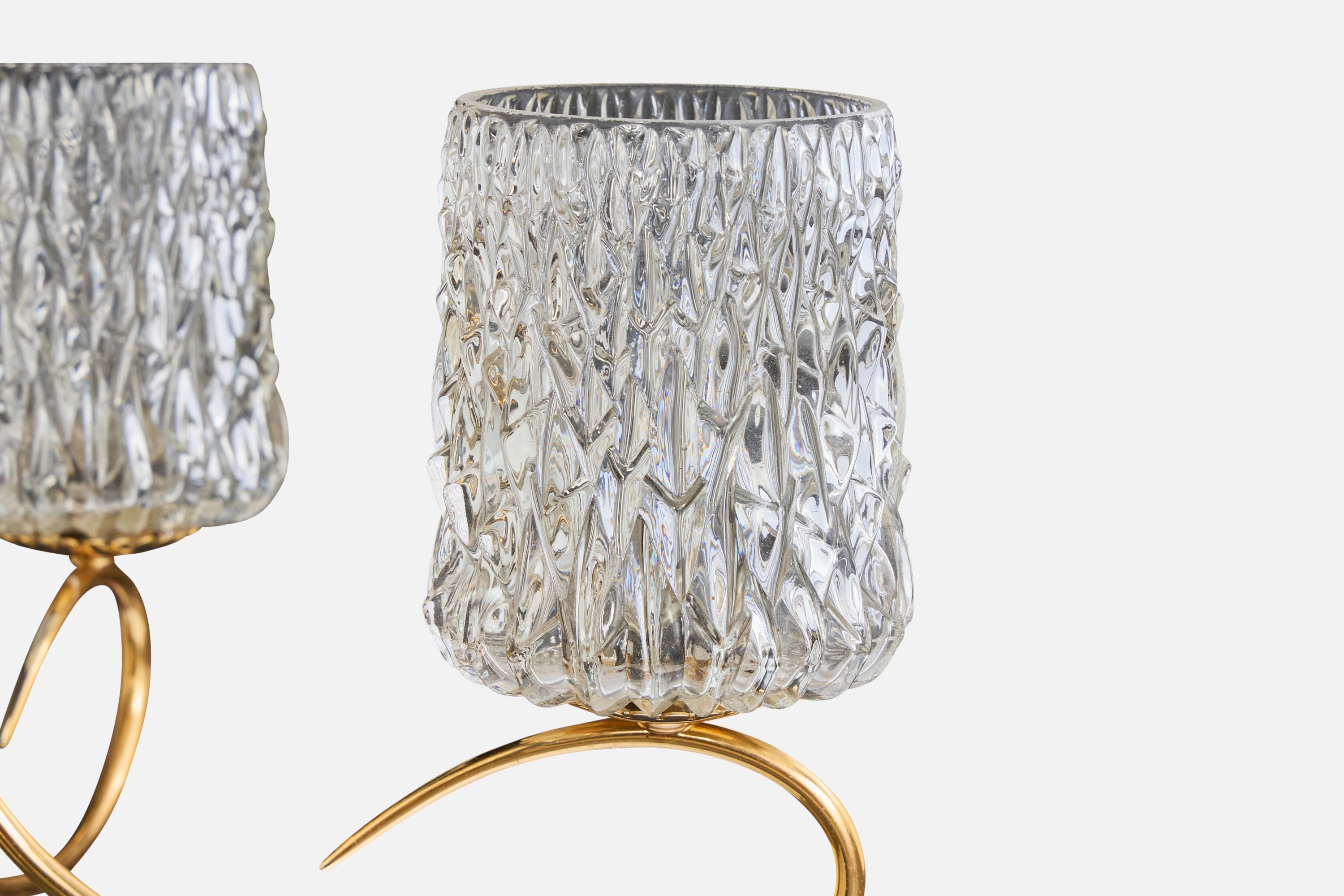 Französischer Designer, Kronleuchter, Messing, Metall, Glas, Frankreich, 1950er Jahre im Angebot 2