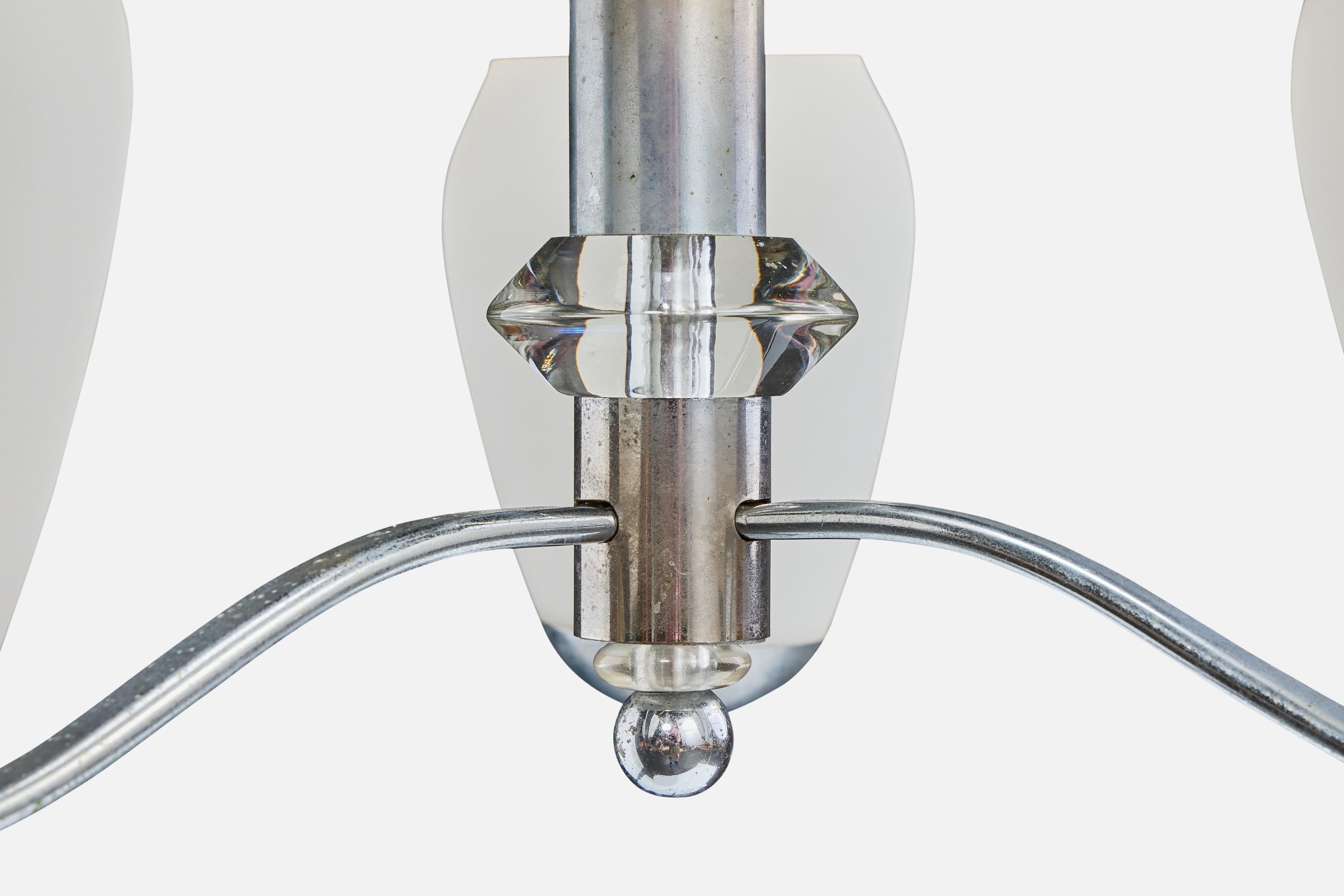 Vetro Lampadario di design francese, cromo, vetro, Francia, anni '50 in vendita