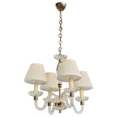 Lampadario di design francese, vetro, acrilico, ottone, tessuto, Francia, anni 
60