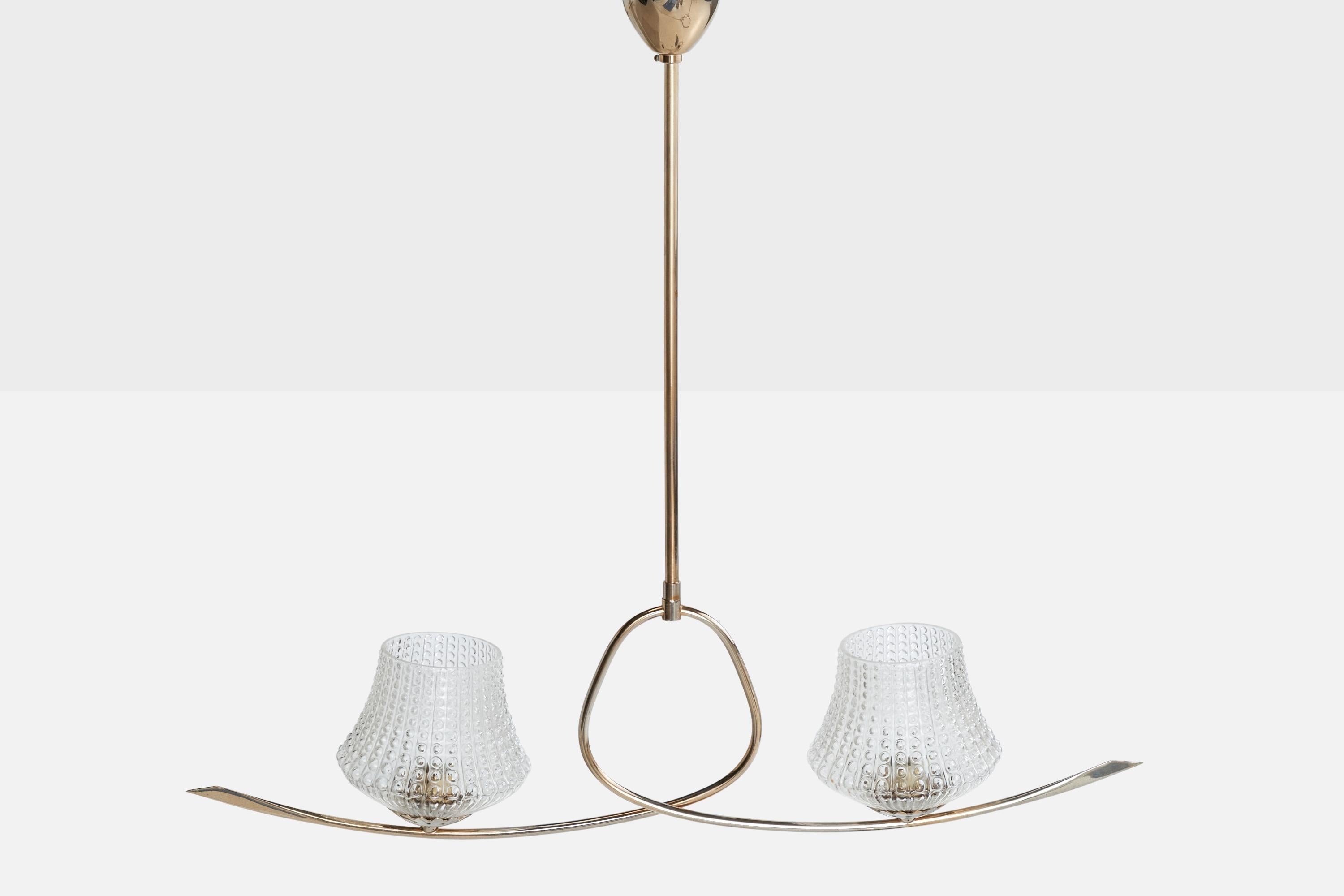 Designer français, lustre, métal, verre, France, années 1960 Bon état - En vente à High Point, NC