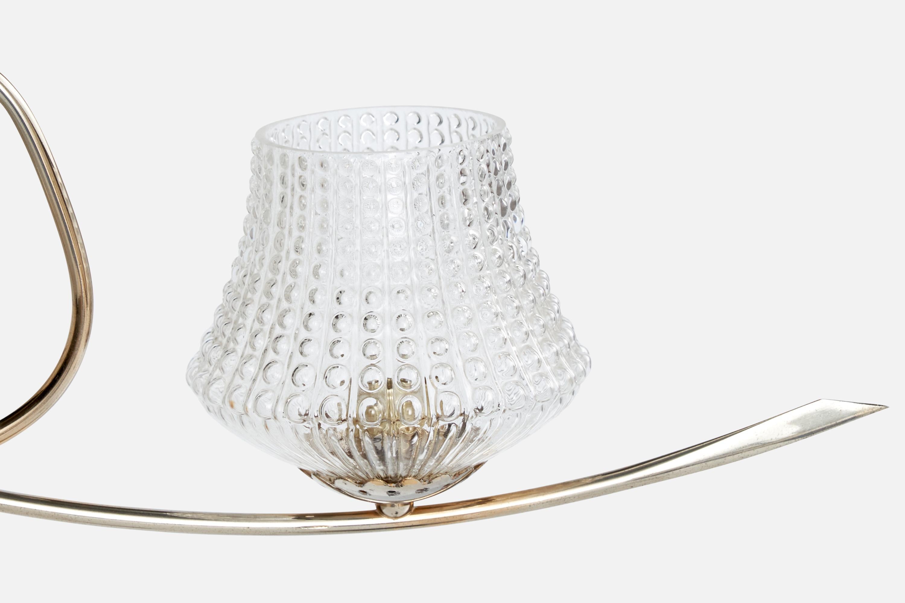Métal Designer français, lustre, métal, verre, France, années 1960 en vente