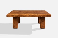 French Designer, Coffee Table, Burl, France, 1980s