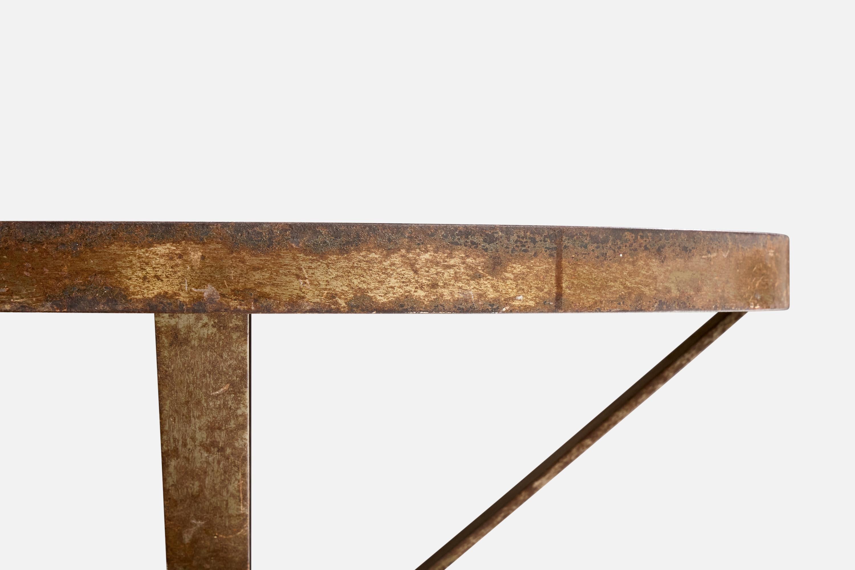 Table basse de designer français, céramique, fer, France, années 1950 Bon état - En vente à High Point, NC