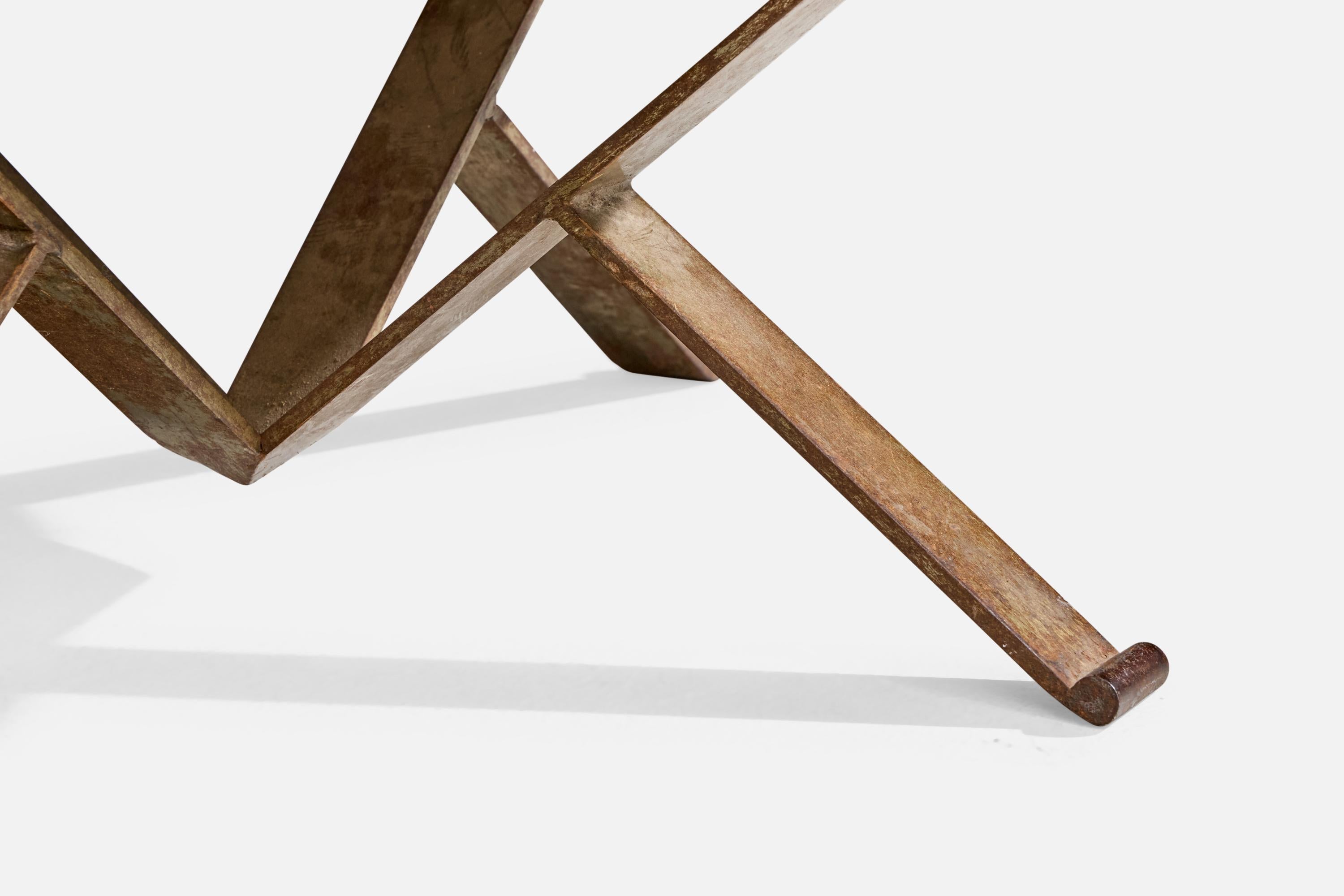 Céramique Table basse de designer français, céramique, fer, France, années 1950 en vente