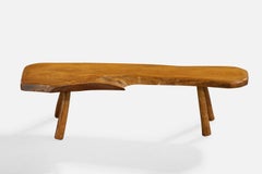 French Designer, Coffee Table, Elm, France, 1970s