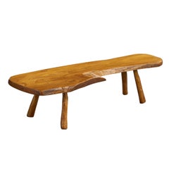 French Designer, Coffee Table, Elm, France, 1970s