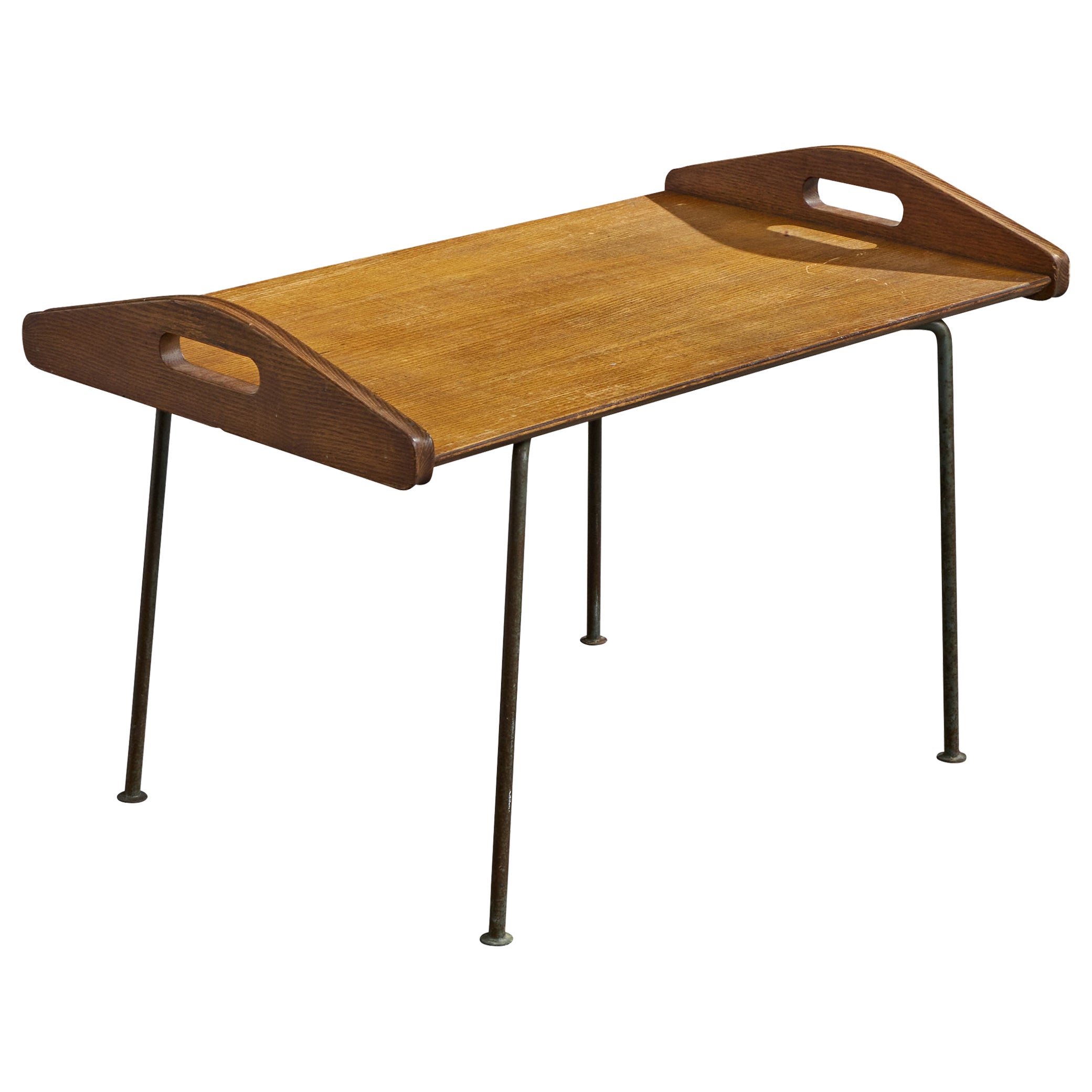 Diseñador francés, Mesa de centro, Hierro, Madera, Francia, Años 50 en venta