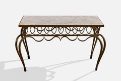 French Designer, Coffee Table, Metal, Marble, France, 1950s