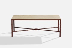French Designer, Coffee Table, Metal, Marble, France, 1950s