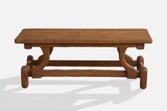 French Designer, Coffee Table, Oak, France, 1960s