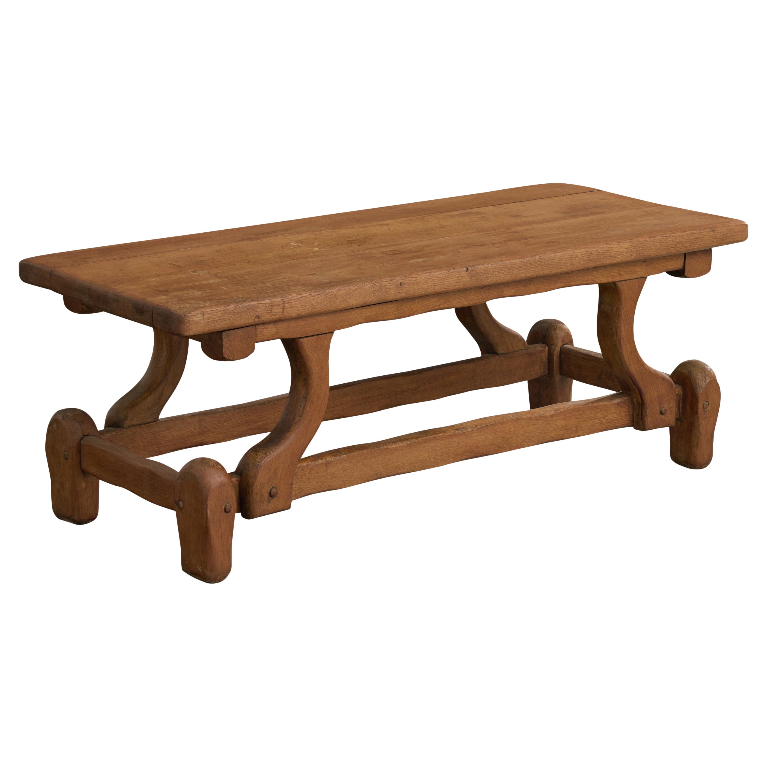 French Designer, Coffee Table, Oak, France, 1960s For Sale