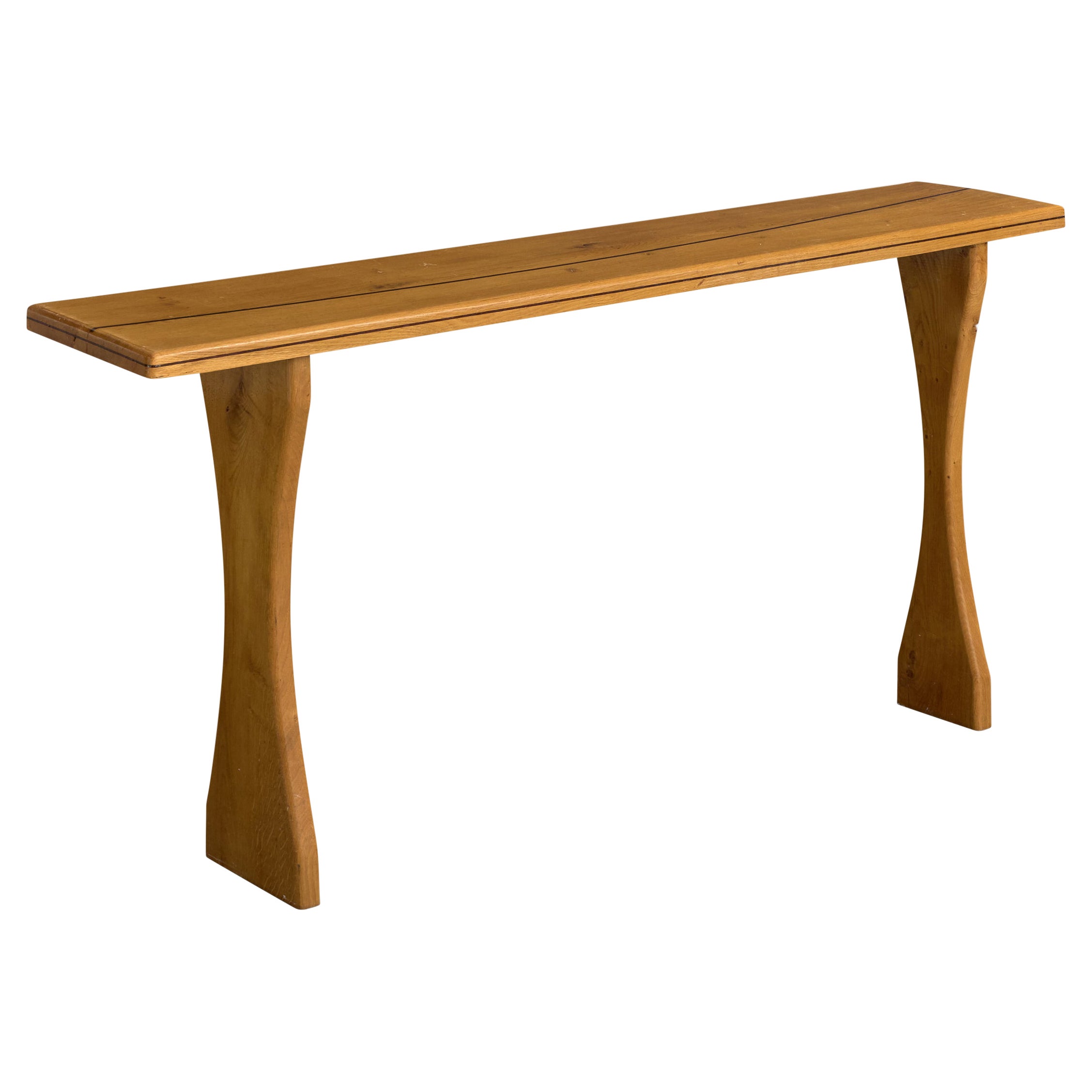 French Designer, Console Table, Elm, France, 1970s For Sale