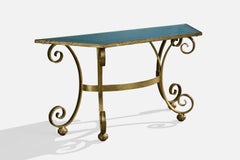 French Designer, Console Table, Iron, Glass, France, 1970s