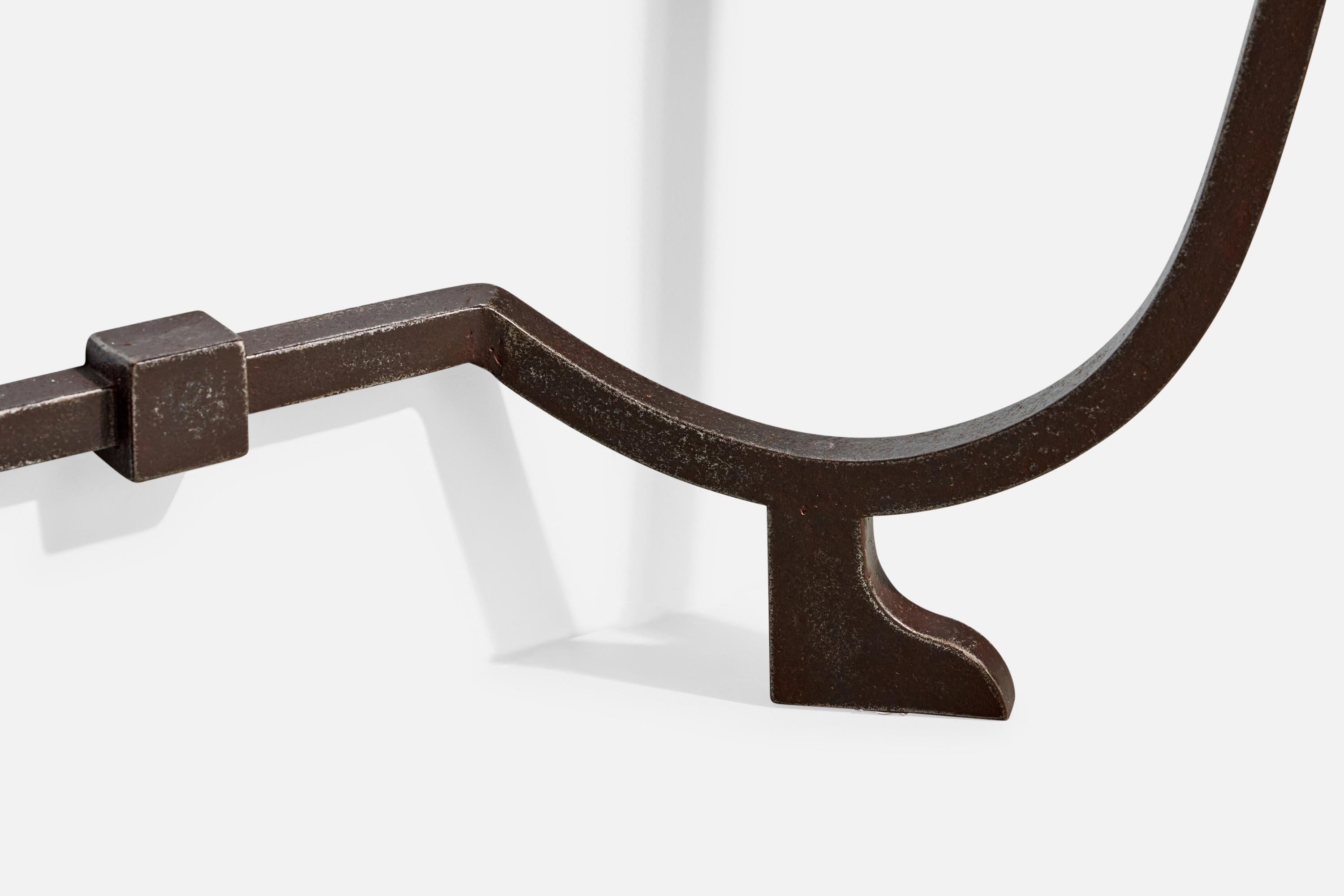 Ferro Tavolo da salotto di design francese, ferro, marmo, Francia, anni '40 in vendita