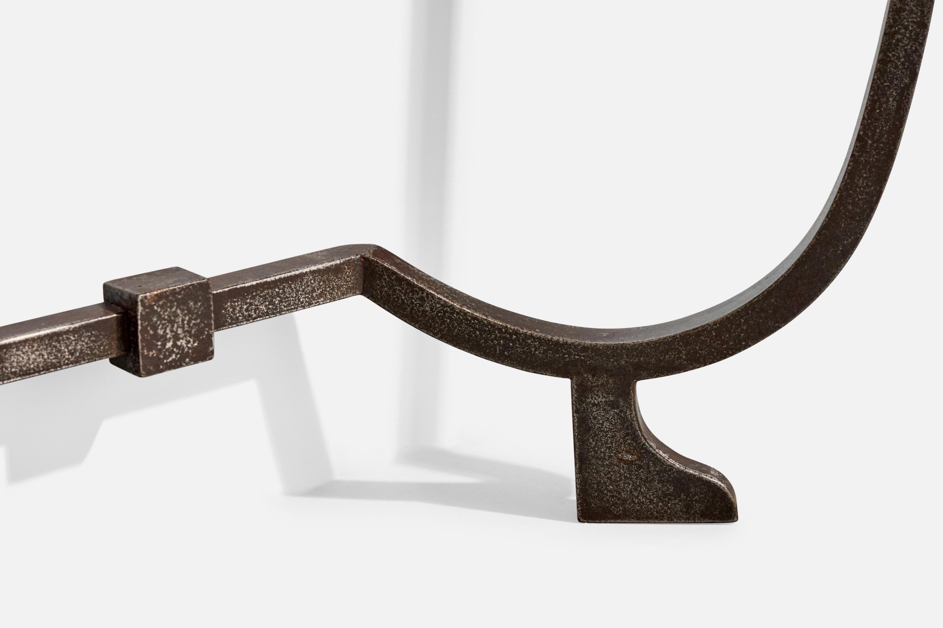 Ferro Tavolo da salotto di design francese, ferro, marmo, Francia, anni '40 in vendita