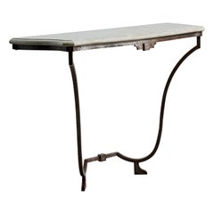French Designer, Console Table, Iron, Marble, France, 1940s