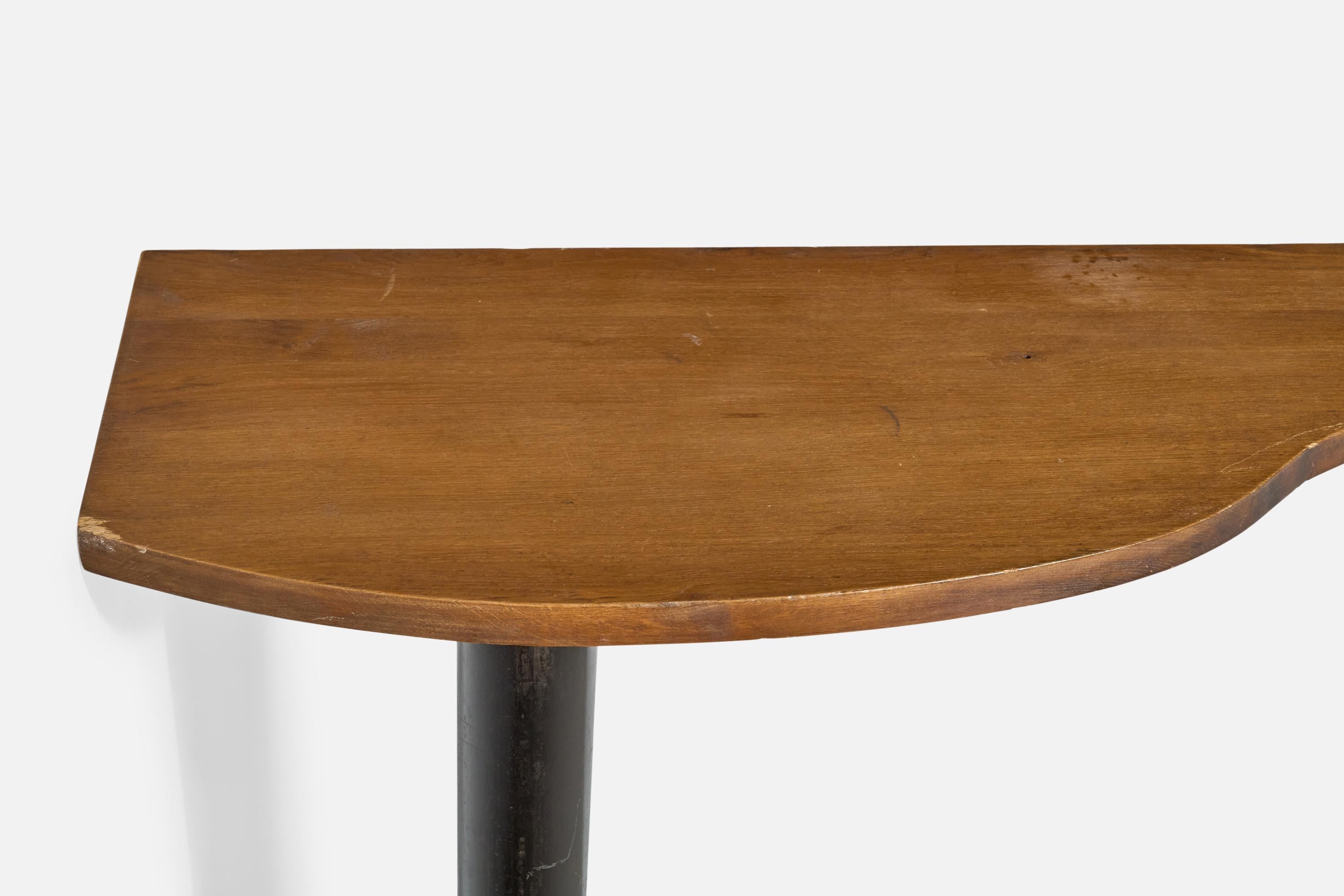 French Designer, Console Table, Oak, Cast Iron, France, 1950s For Sale 6