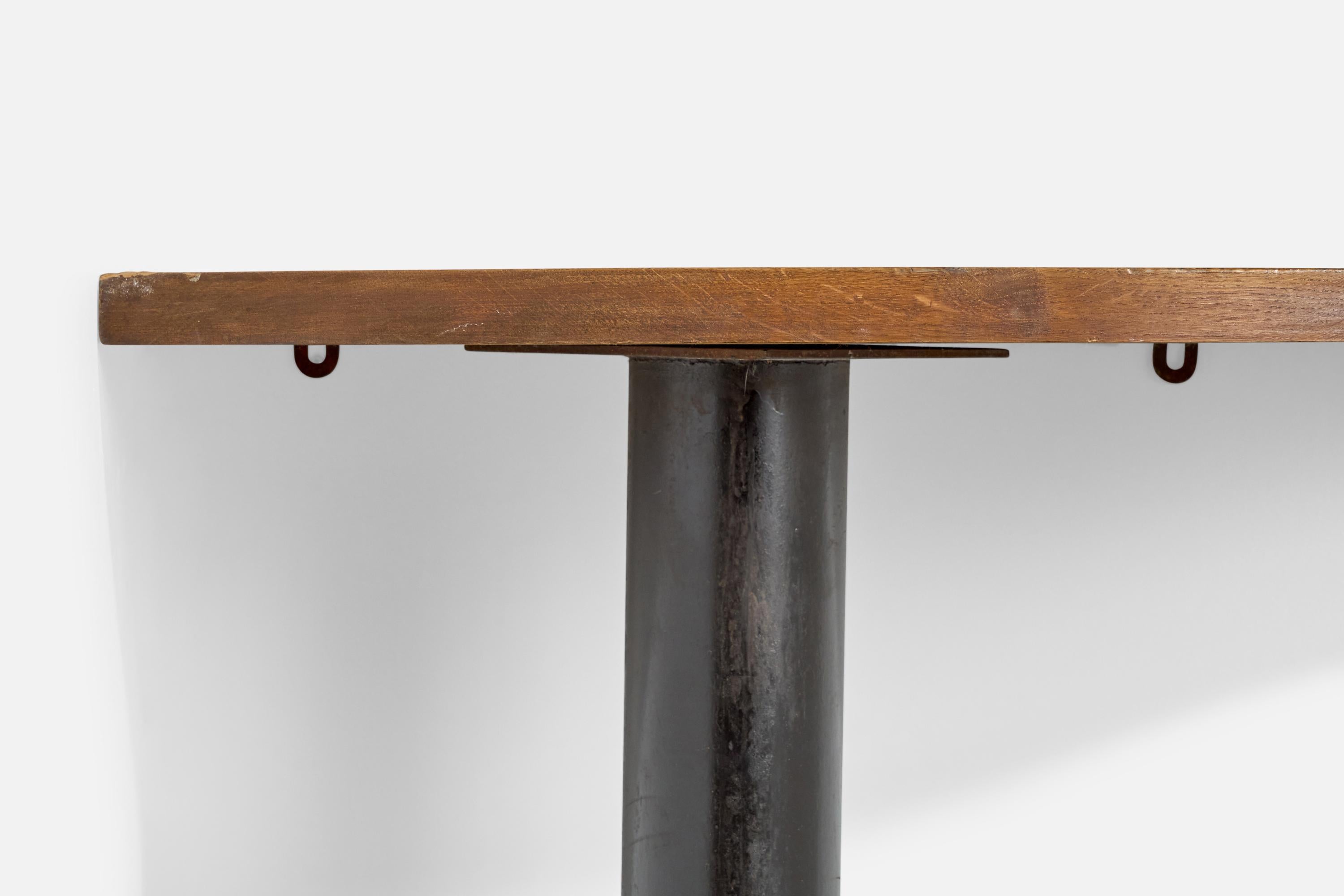 French Designer, Console Table, Oak, Cast Iron, France, 1950s For Sale 7