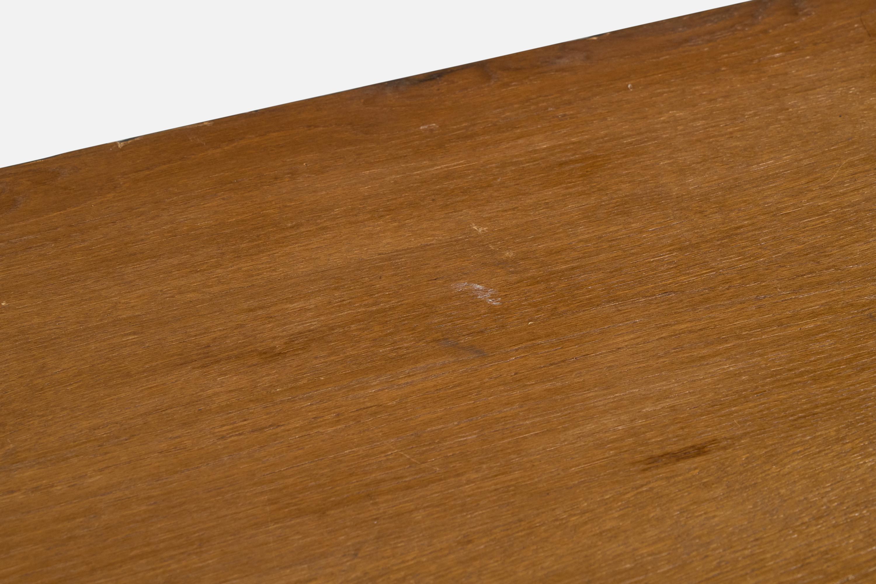 French Designer, Console Table, Oak, Cast Iron, France, 1950s For Sale 9