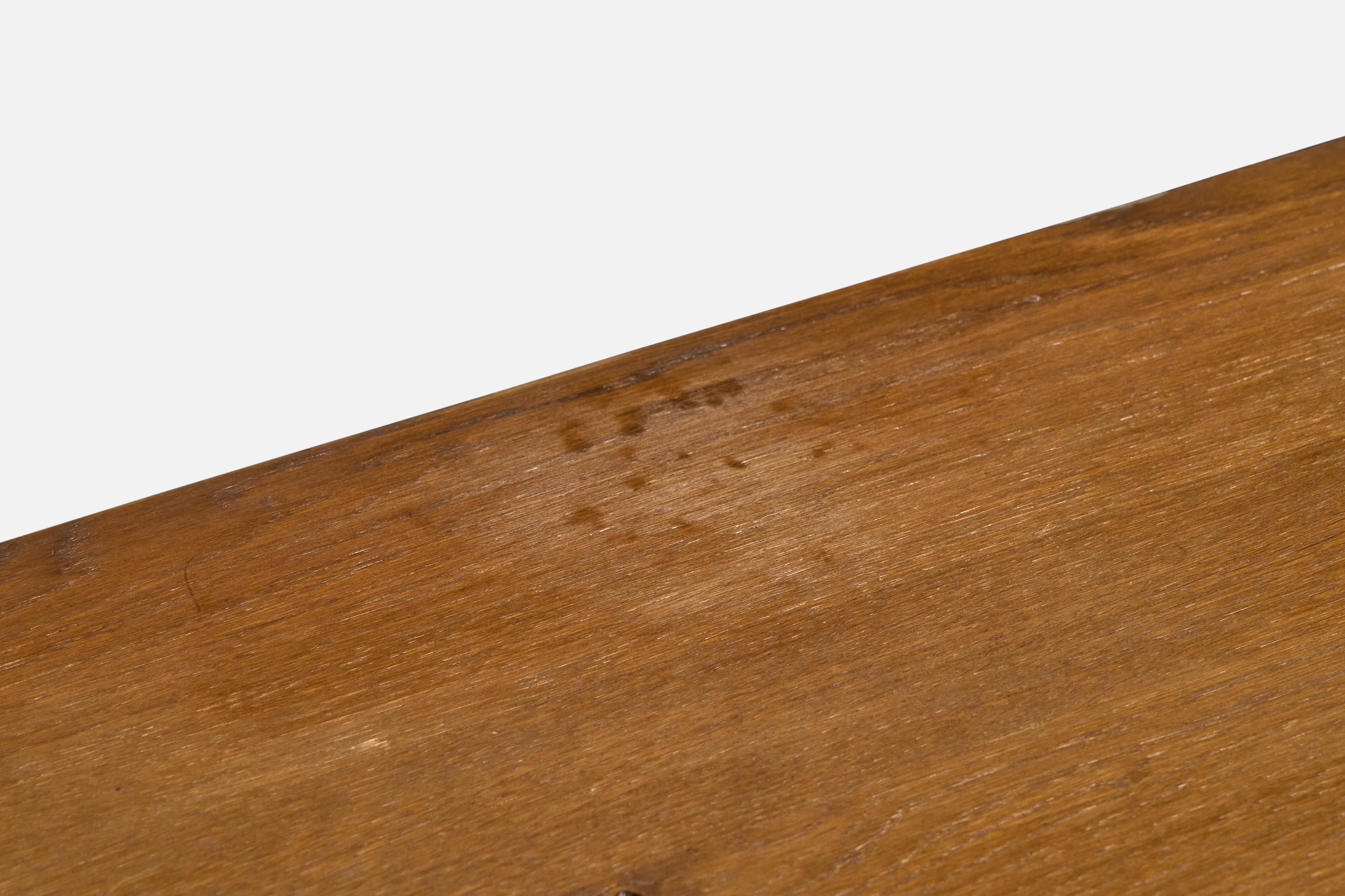 French Designer, Console Table, Oak, Cast Iron, France, 1950s For Sale 10