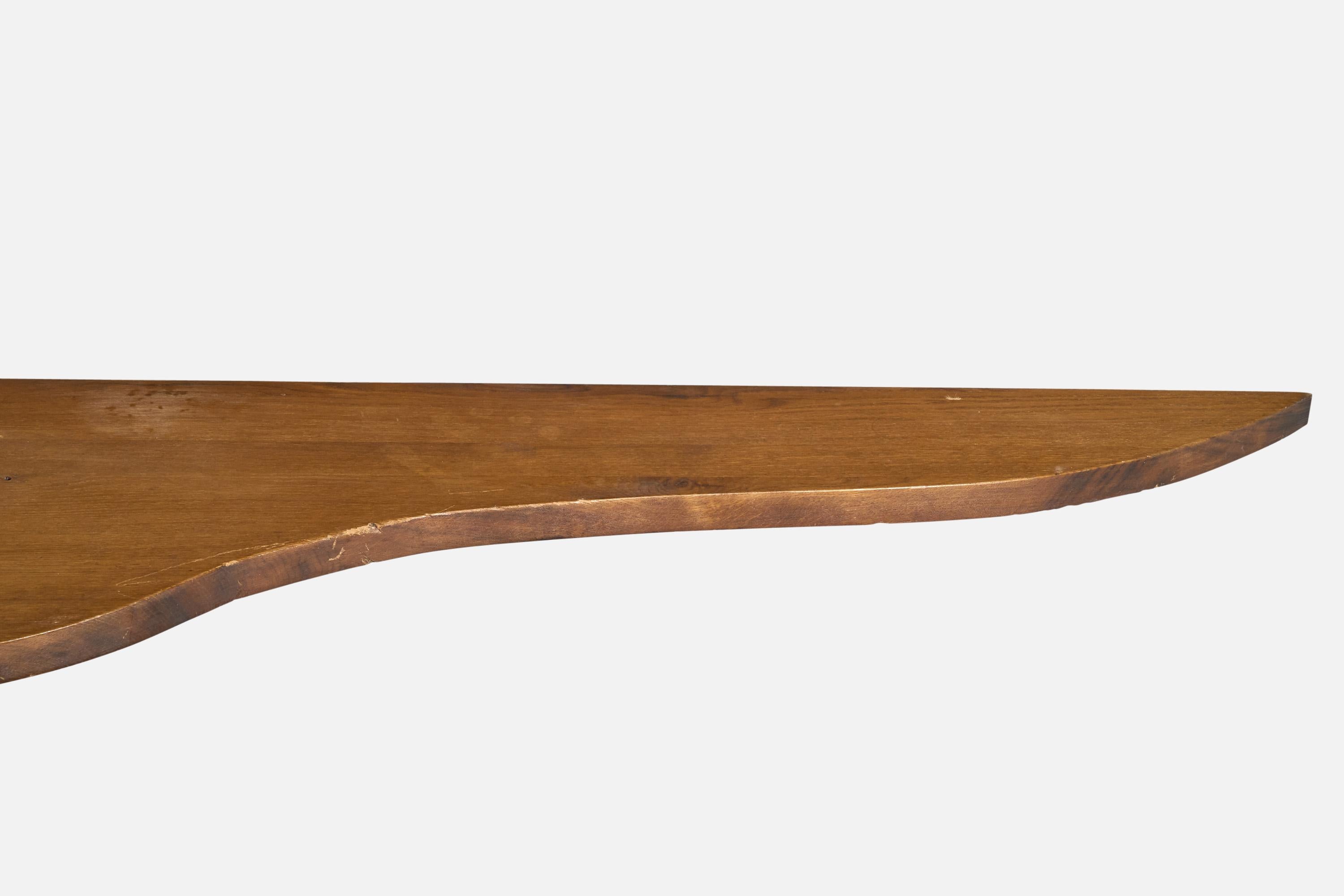 French Designer, Console Table, Oak, Cast Iron, France, 1950s For Sale 11