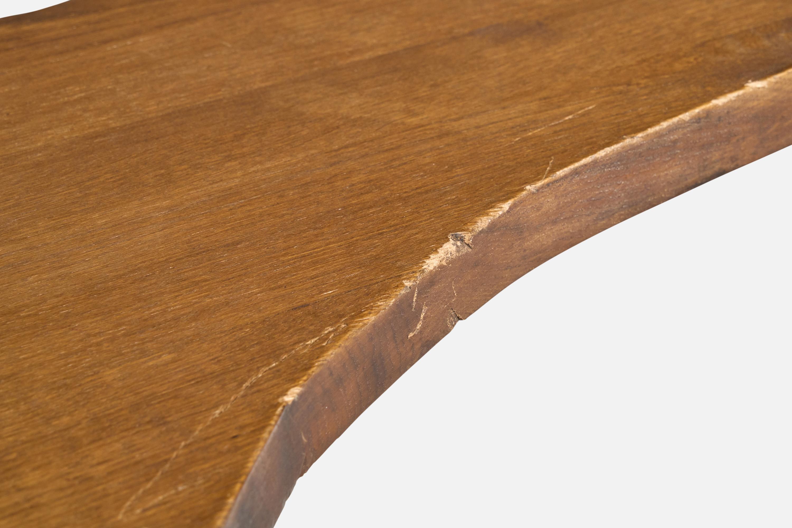 French Designer, Console Table, Oak, Cast Iron, France, 1950s In Good Condition For Sale In High Point, NC