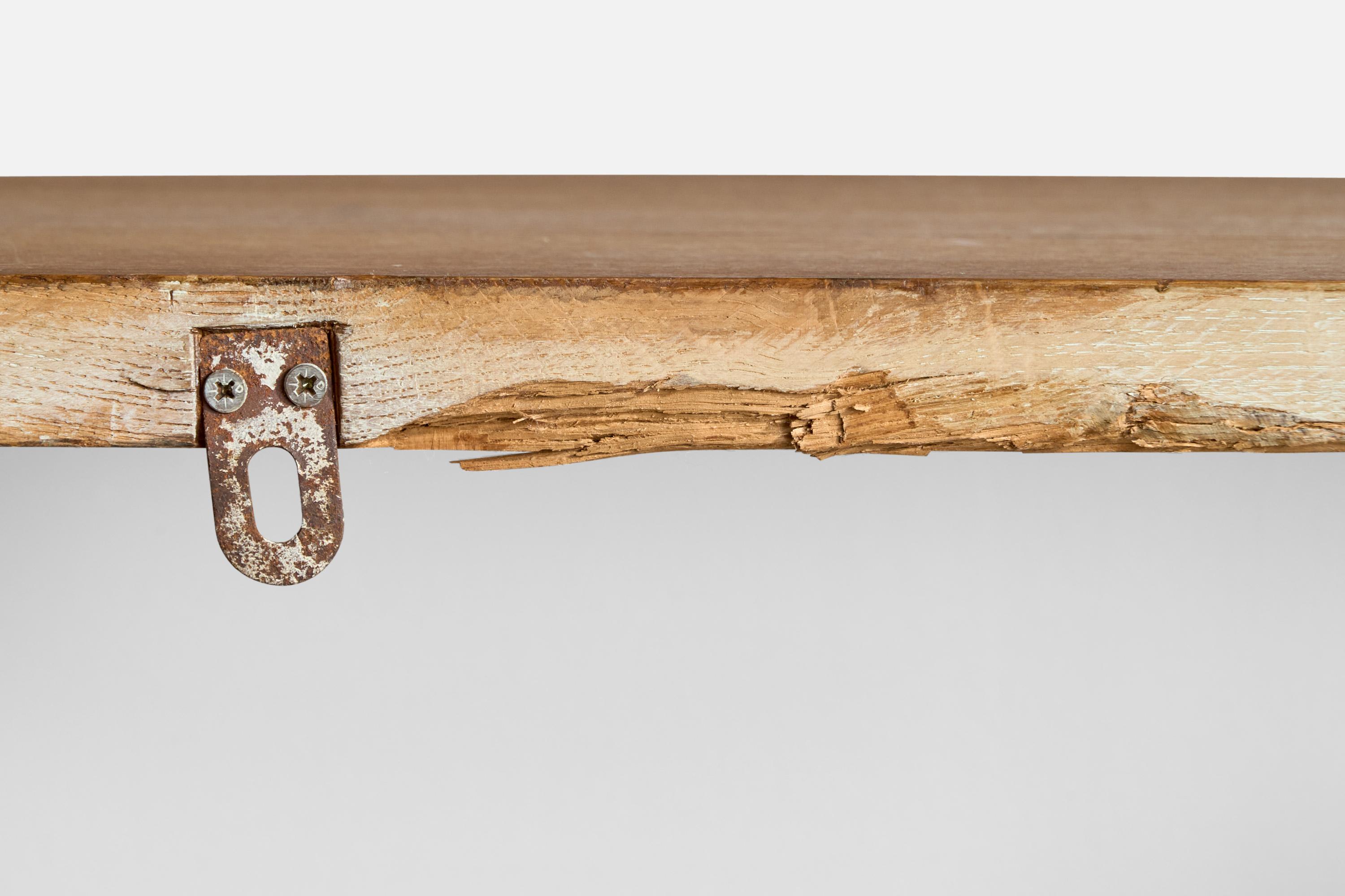 French Designer, Console Table, Oak, Cast Iron, France, 1950s For Sale 3