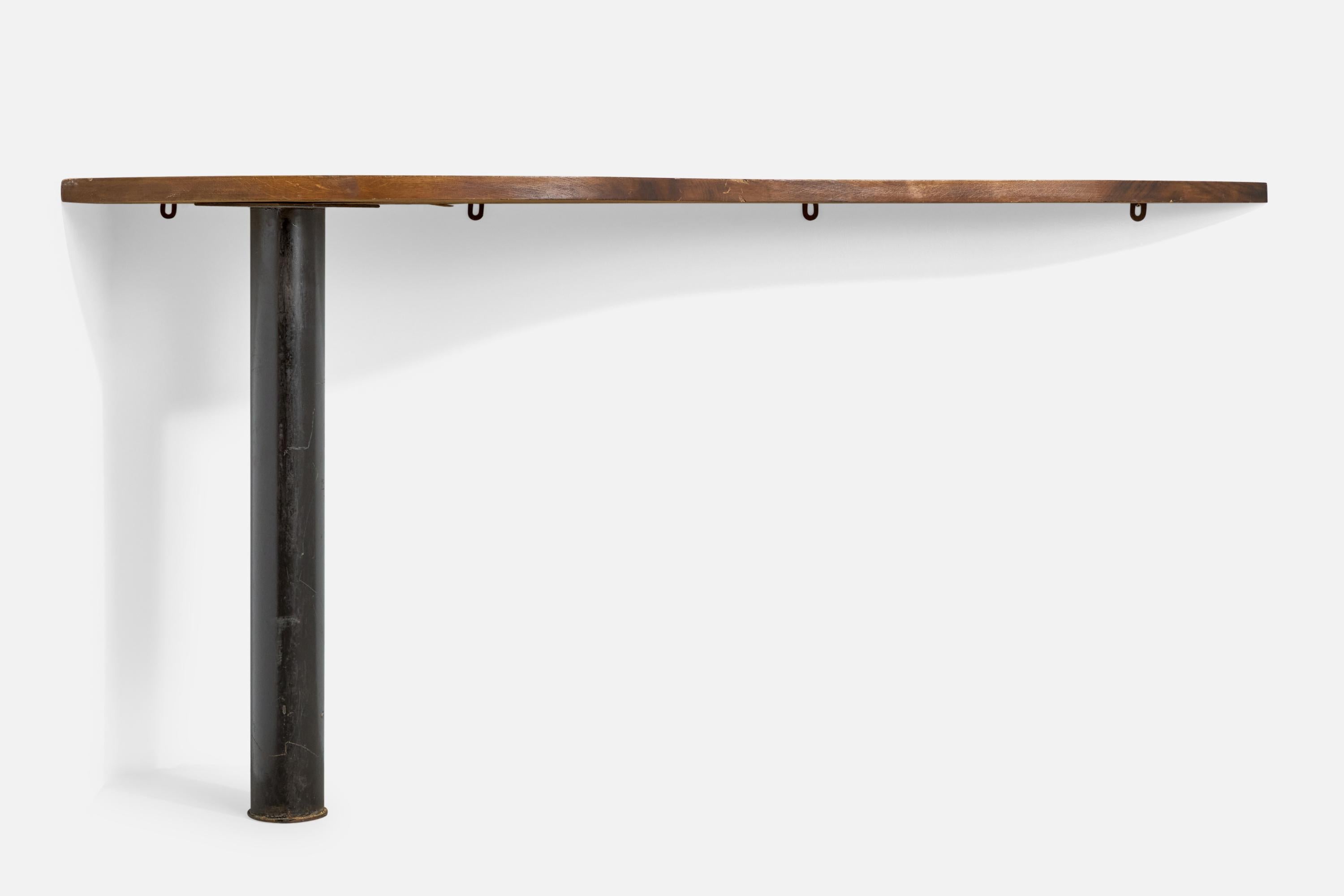 French Designer, Console Table, Oak, Cast Iron, France, 1950s For Sale 5