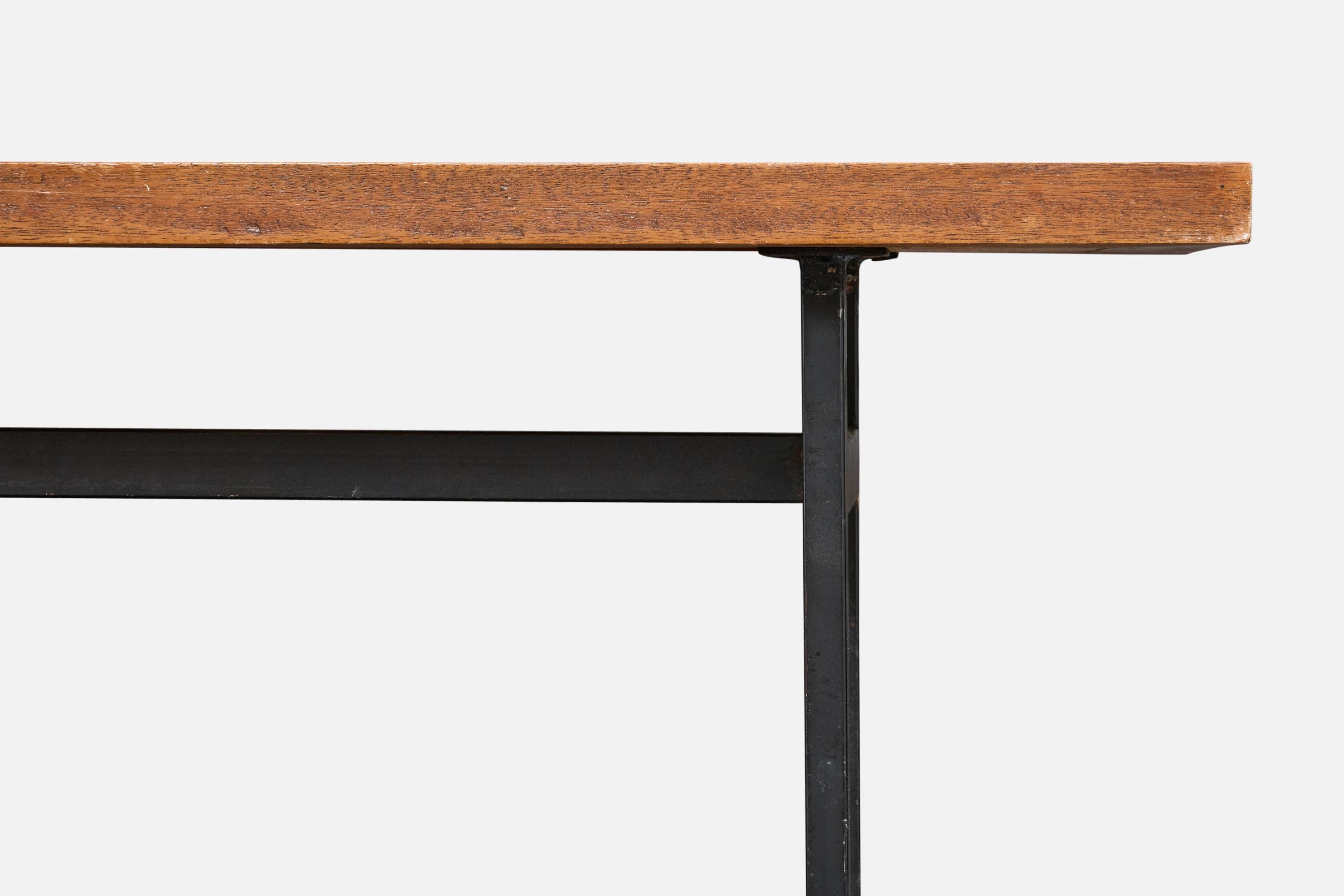 Late 20th Century French Designer, Console Table, Wood, Metal, Ceramic, France, 1970s For Sale