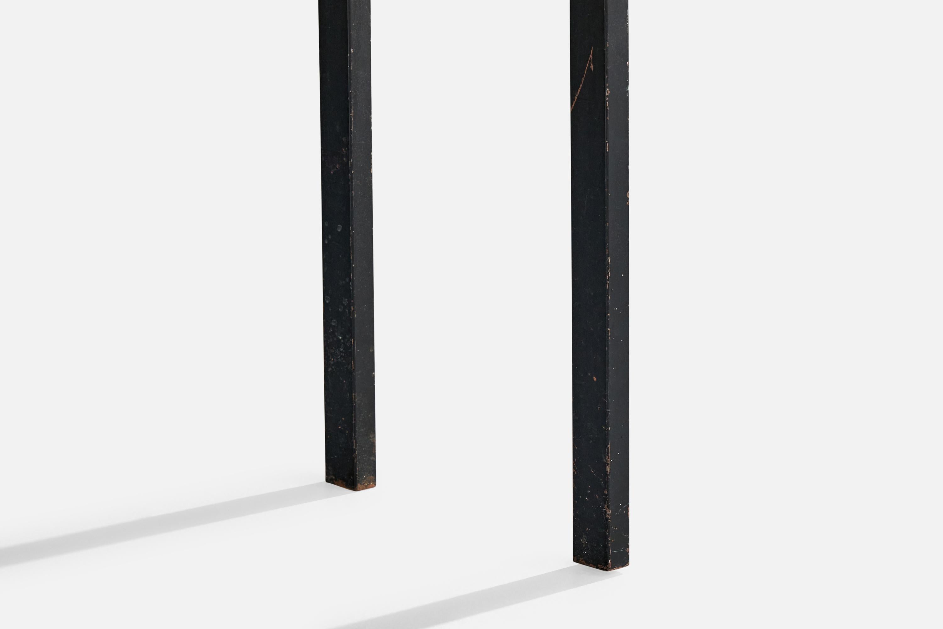 French Designer, Console Table, Wood, Metal, Ceramic, France, 1970s For Sale 1