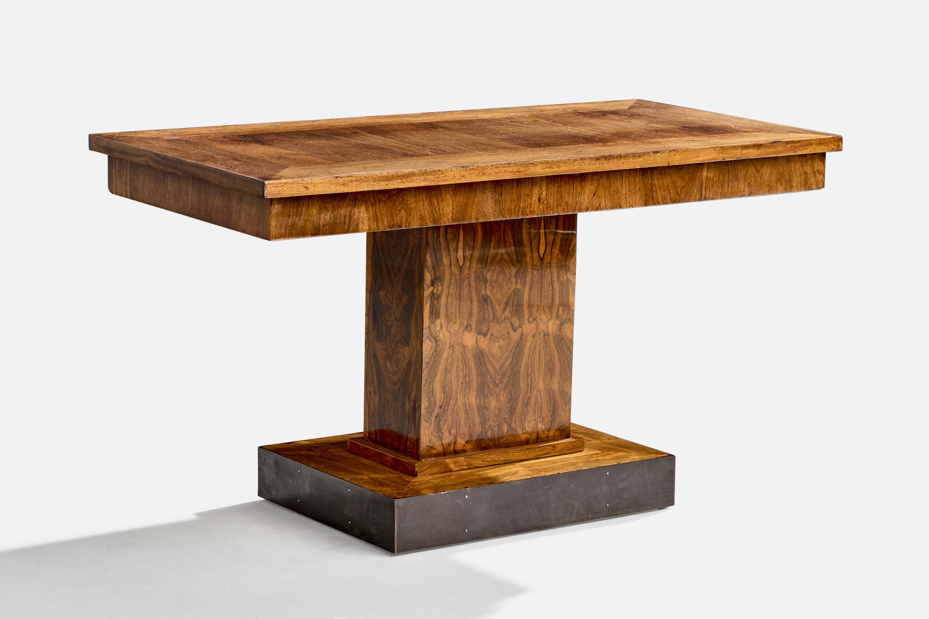 A wood and steel console table likely designed and produced in France, c. 1940.

Overall Dimensions (inches): 28.5