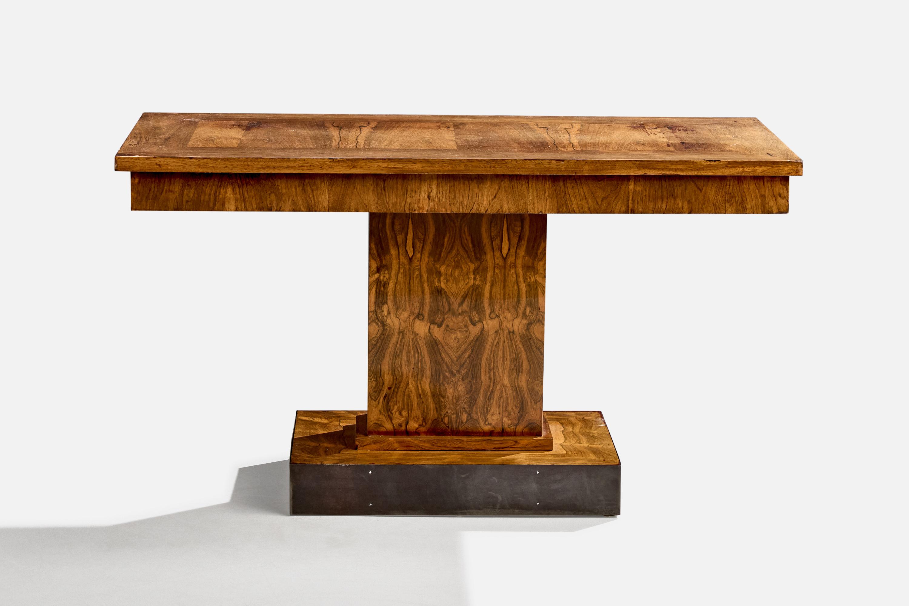 French Designer, Console Table, Wood, Steel, France, 1940s In Good Condition For Sale In High Point, NC