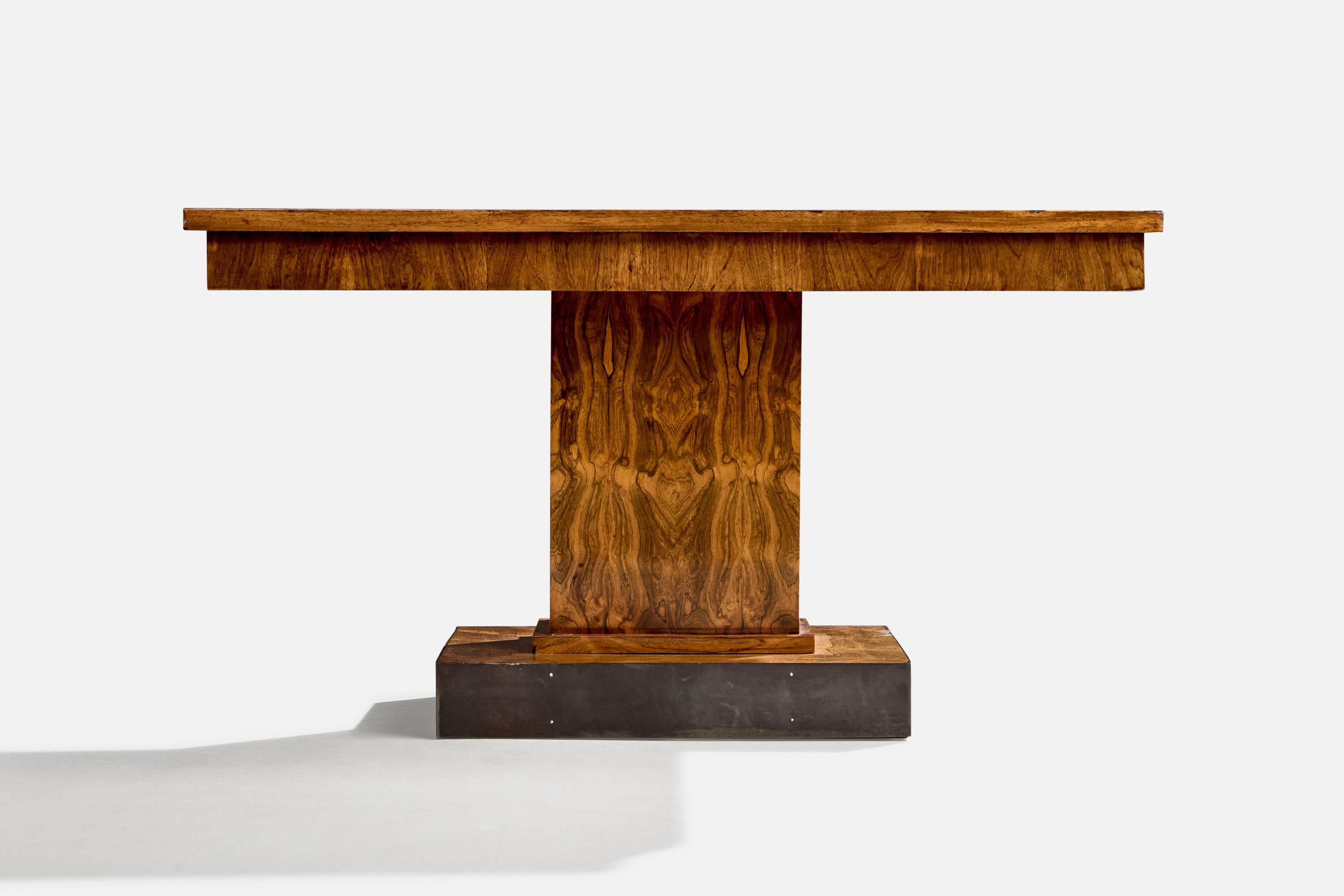 Mid-20th Century French Designer, Console Table, Wood, Steel, France, 1940s For Sale