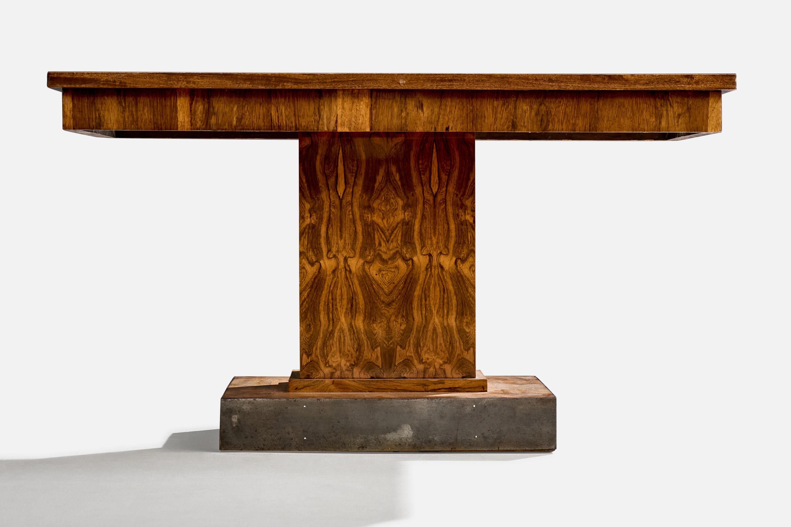 French Designer, Console Table, Wood, Steel, France, 1940s In Good Condition For Sale In High Point, NC